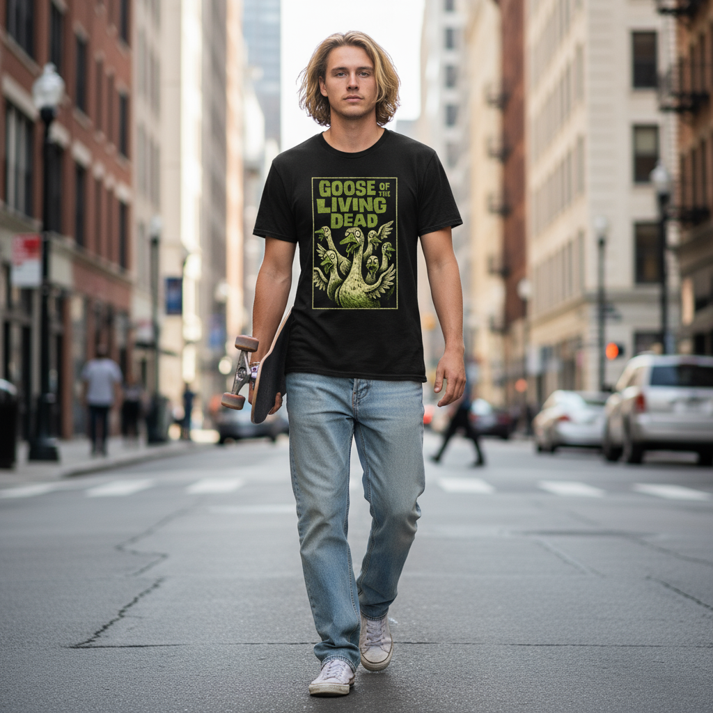 Halloween Goose Shirt | Funny Zombie Graphic Tee | Goose Of The Living Dead