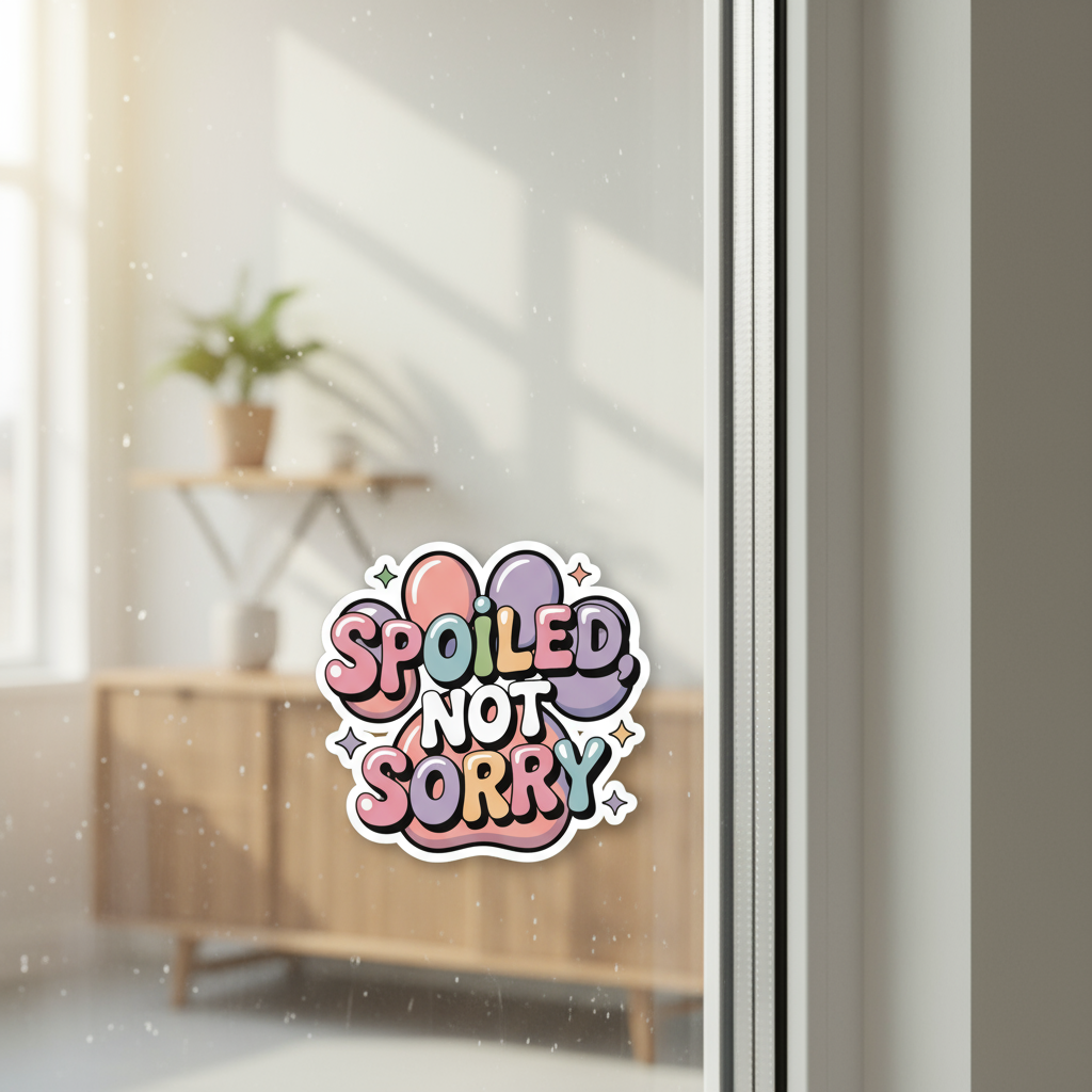 Spoiled Not Sorry Sticker for Pet Lovers – Cute Pastel Paw Print Vinyl Decal