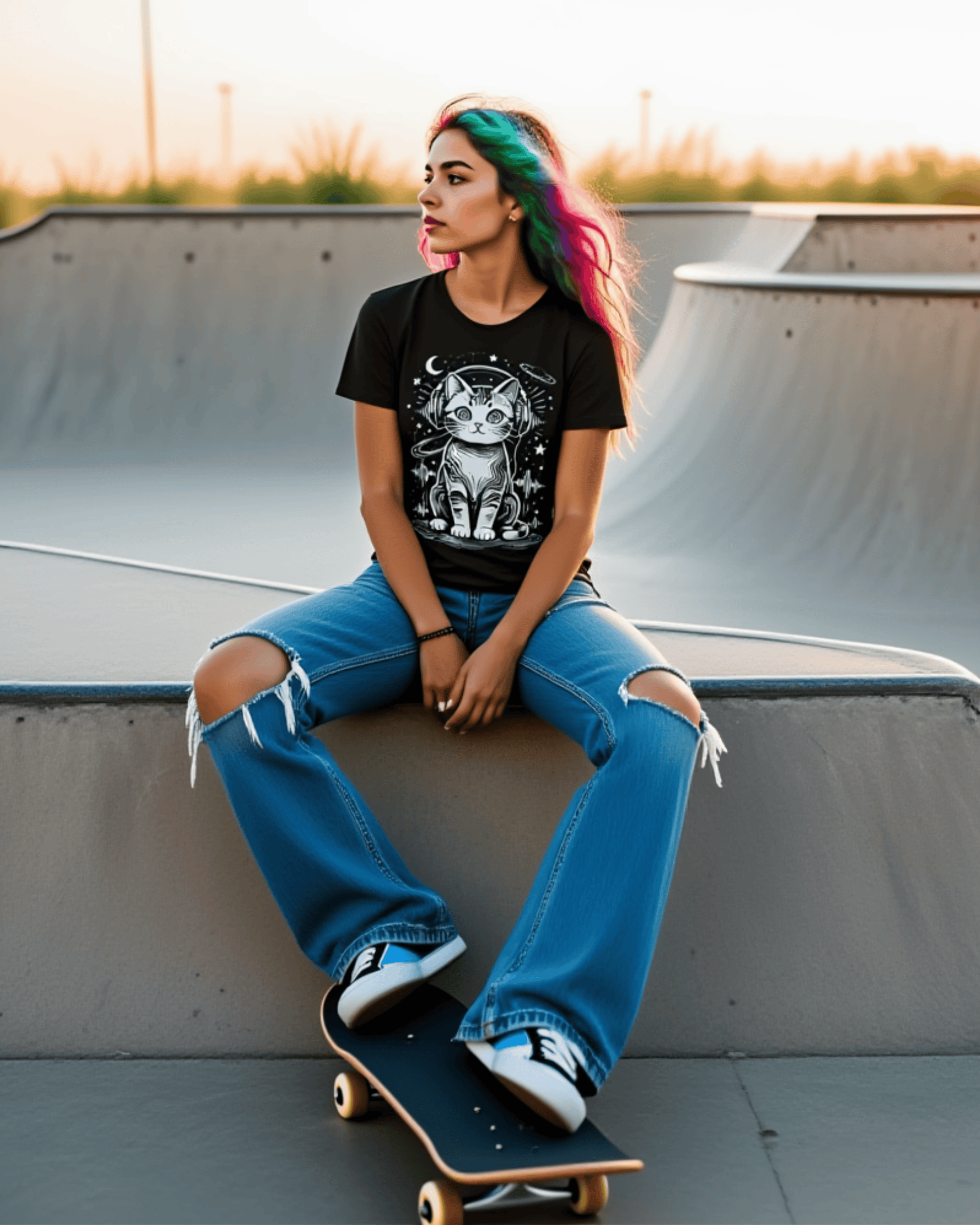 Music Lover DJ Cat T-Shirt - Retro Rave EDM Music Graphic Tee