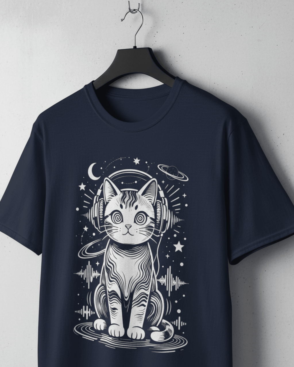 Music Lover DJ Cat T-Shirt - Retro Rave EDM Music Graphic Tee