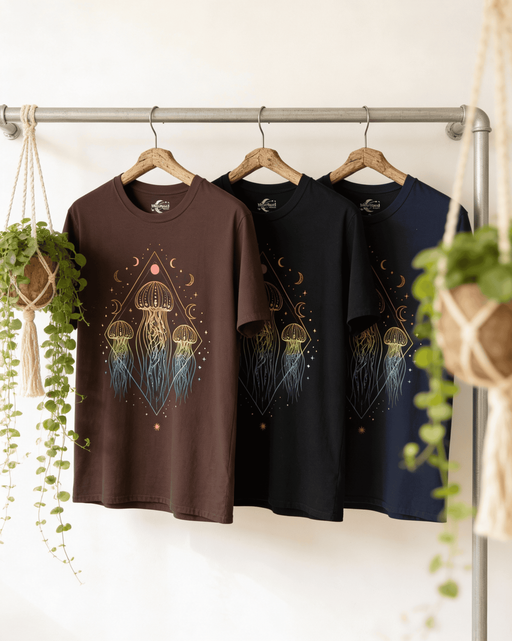 Rainbow Jellyfish T-Shirt - Celestial Boho Festival Graphic Tee