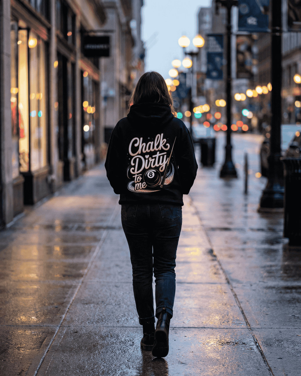 Chalk Dirty To Me Hoodie - Women's Billiards Pool Player Hooded Sweatshirt