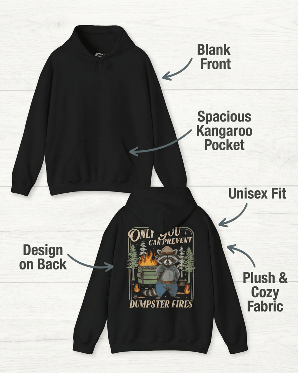 Only You Can Prevent Dumpster Fires Raccoon Hoodie - Funny Mental Health Hooded Sweatshirt