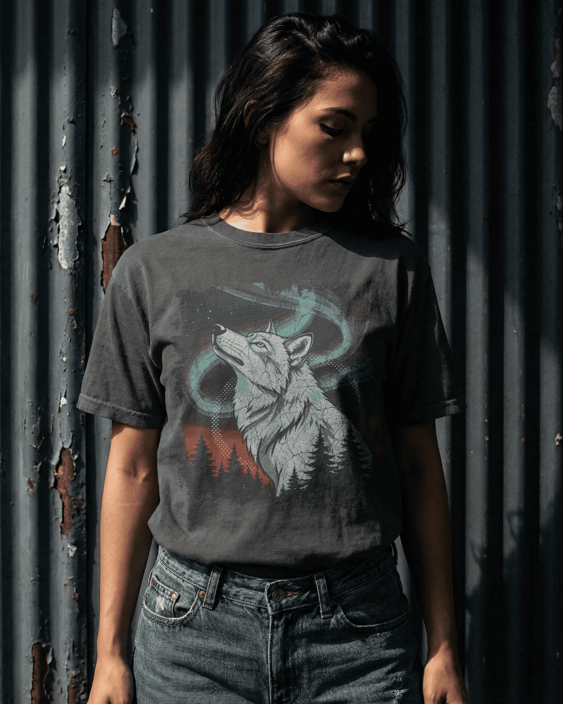Howling Wolf Comfort Colors 90s Grunge Tshirt - Retro Wild Free Graphic Tee