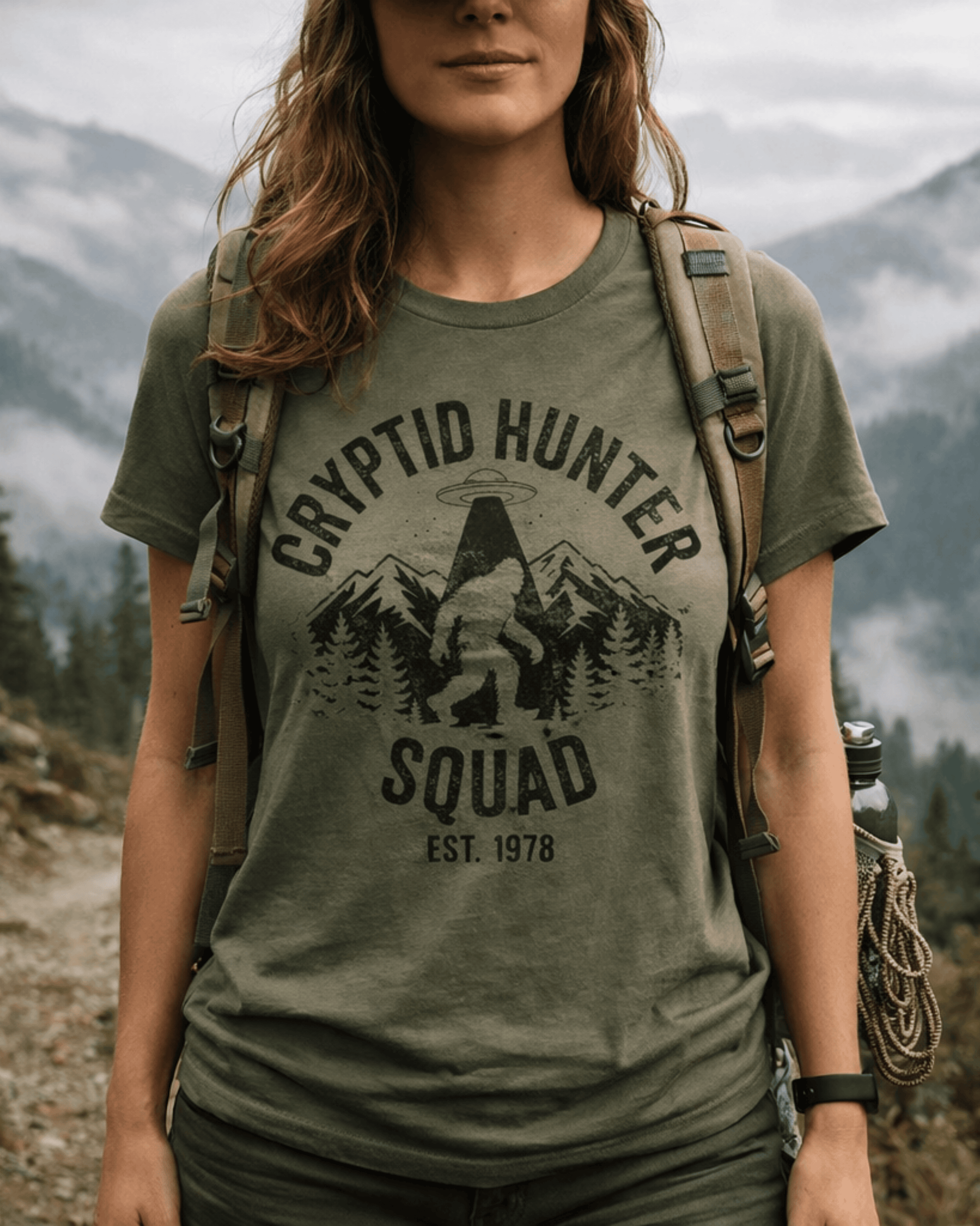 Cryptid Hunter Squad T-Shirt - Bigfoot Paranormal UFO Graphic Tee