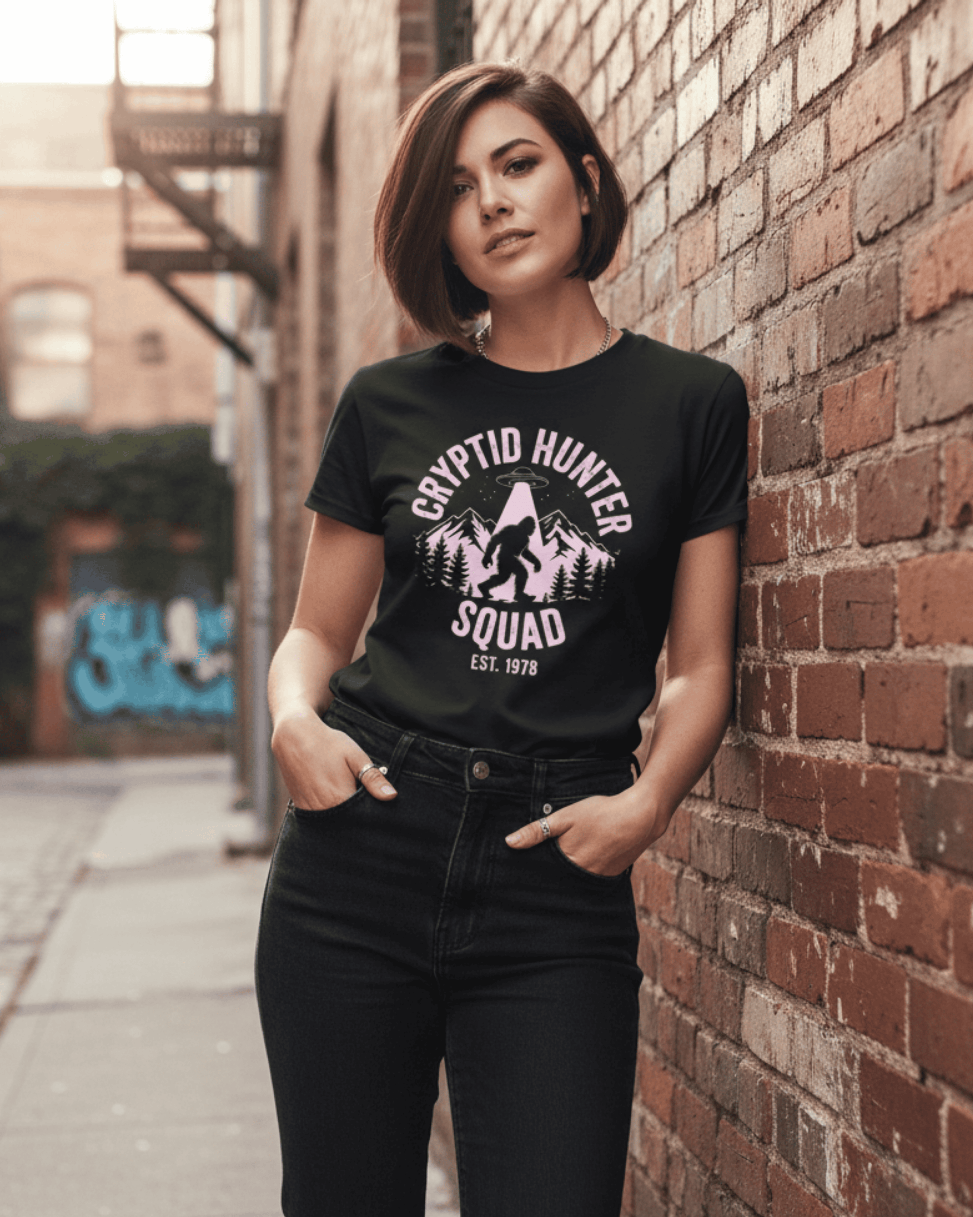 Cryptid Hunter Squad T-Shirt - Bigfoot Paranormal UFO Graphic Tee