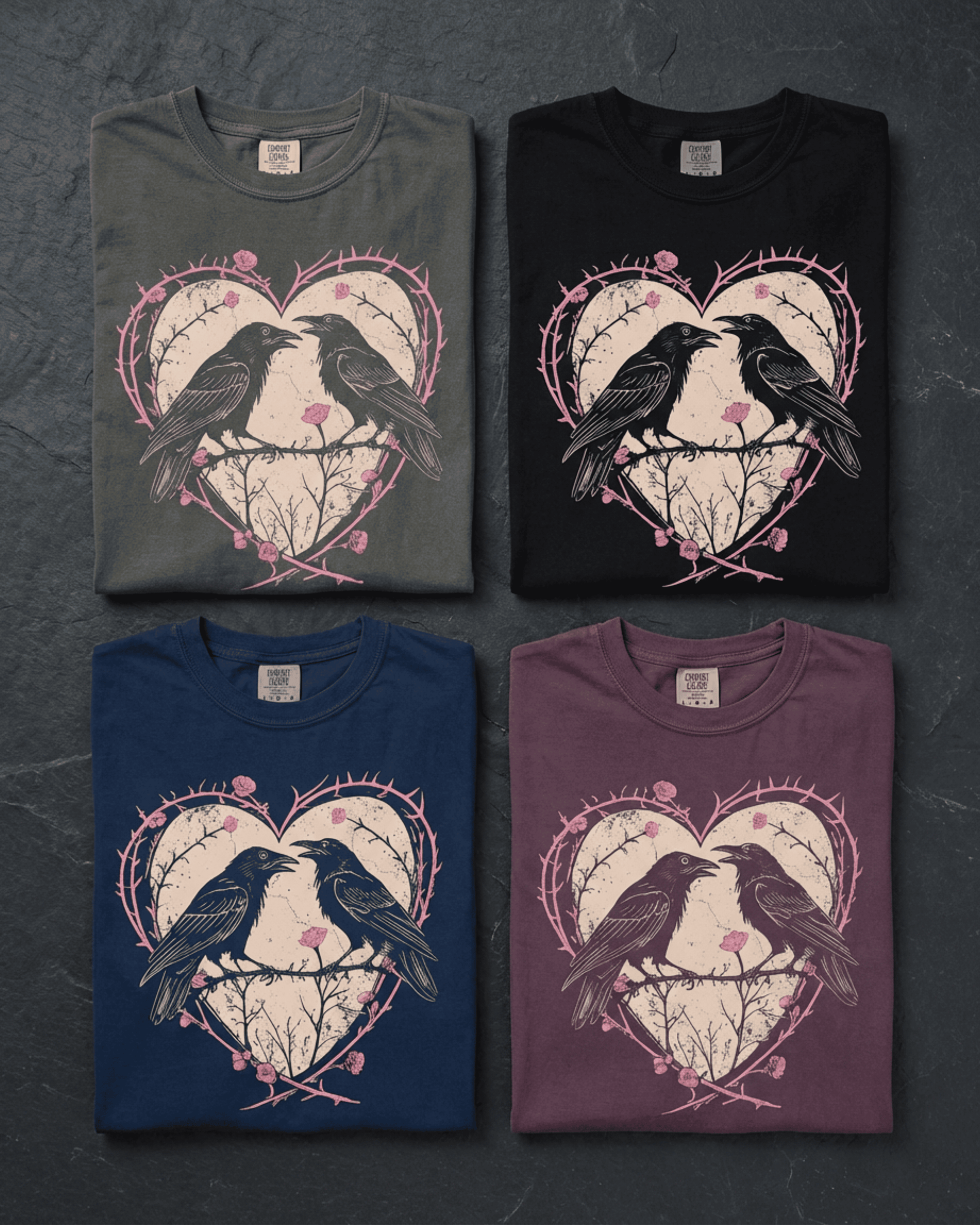 Vintage Raven Comfort Colors Valentine T-Shirt - Dark Romance Goth Aesthetic Graphic Tee
