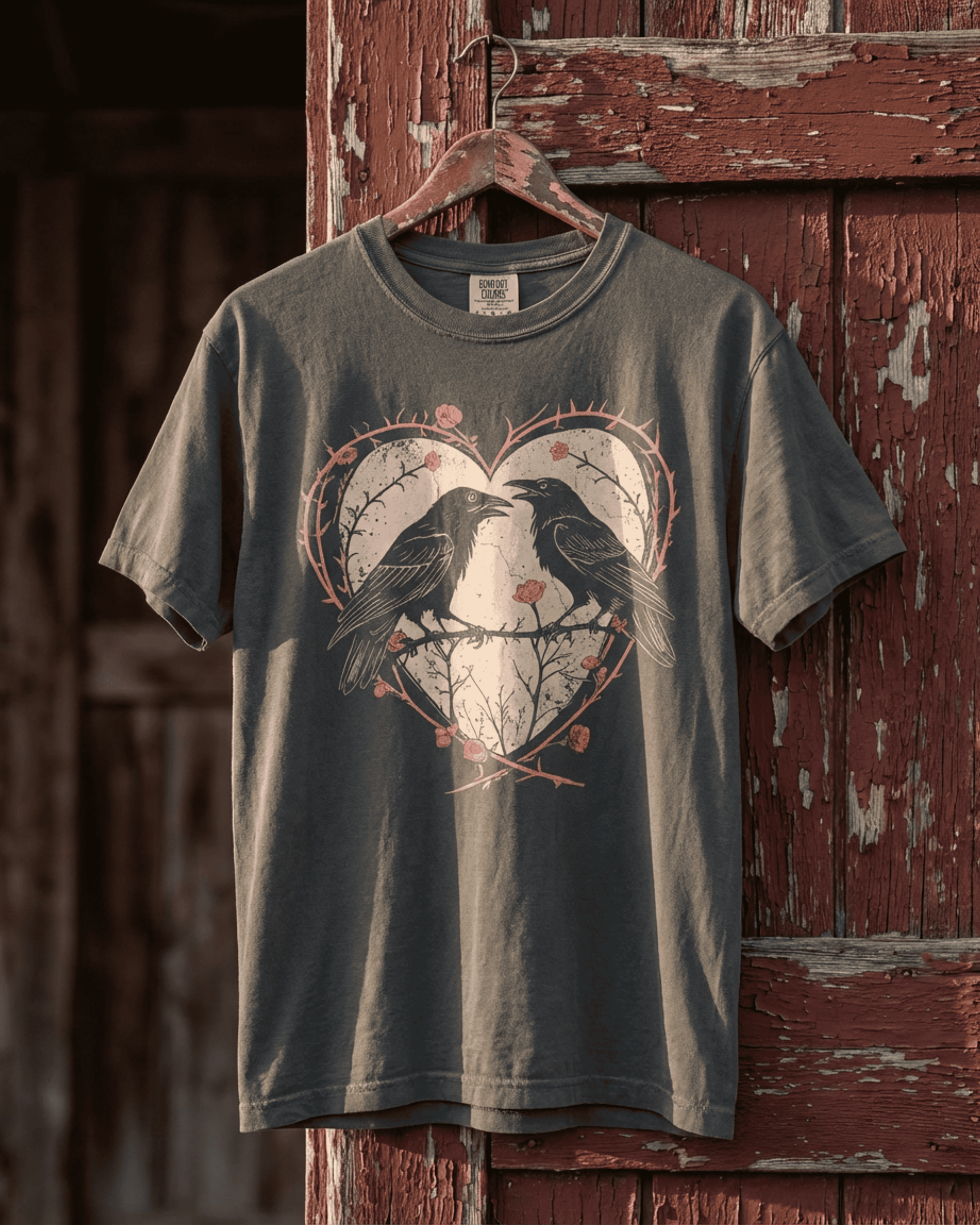 Vintage Raven Comfort Colors Valentine T-Shirt - Dark Romance Goth Aesthetic Graphic Tee