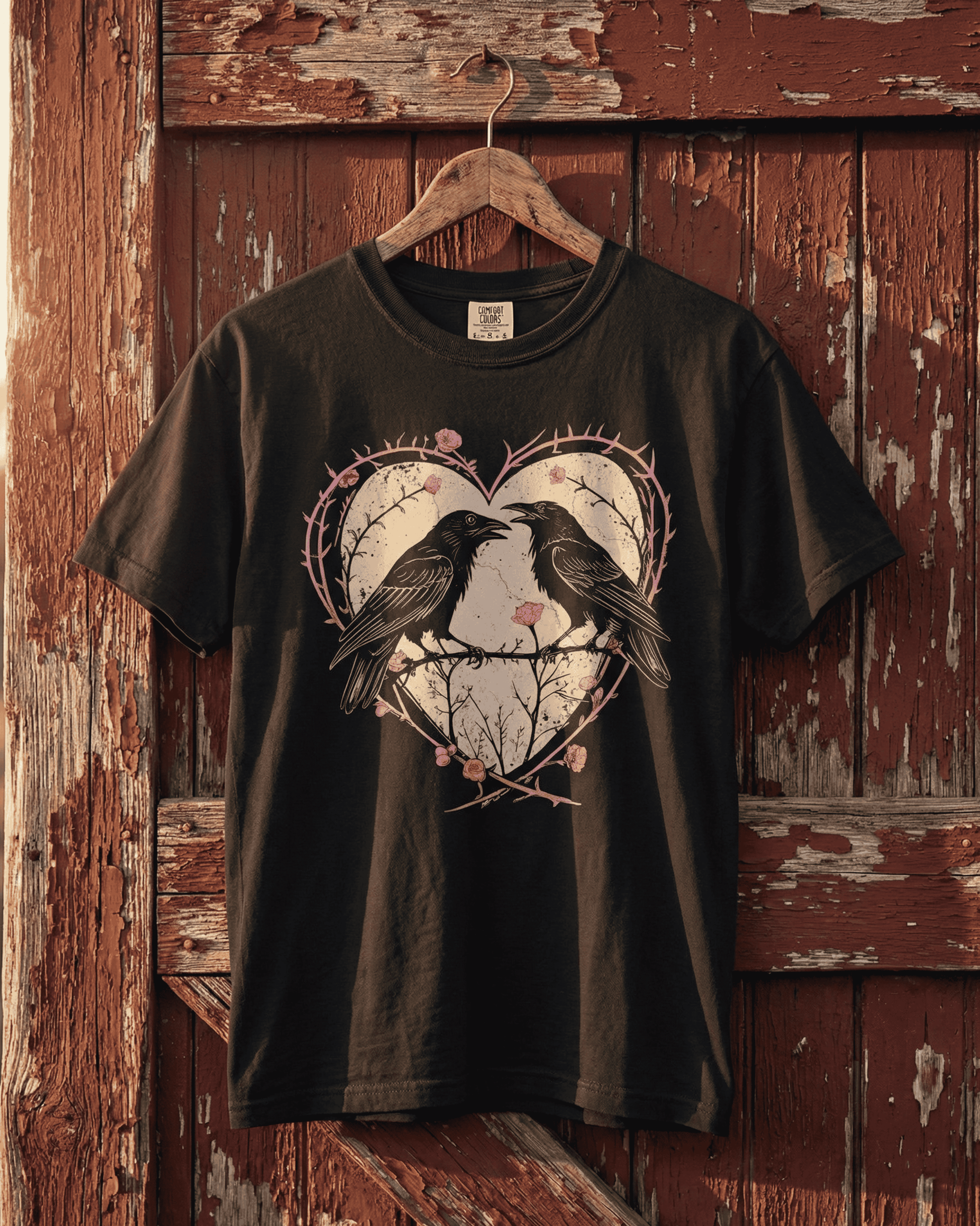 Vintage Raven Comfort Colors Valentine T-Shirt - Dark Romance Goth Aesthetic Graphic Tee