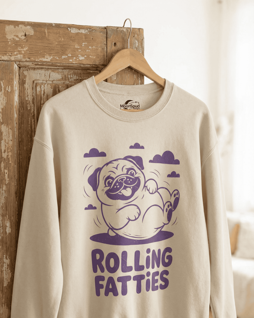 Rolling Fatties Pug Sweatshirt - Funny Stoner Dog Lover Pullover Crewneck