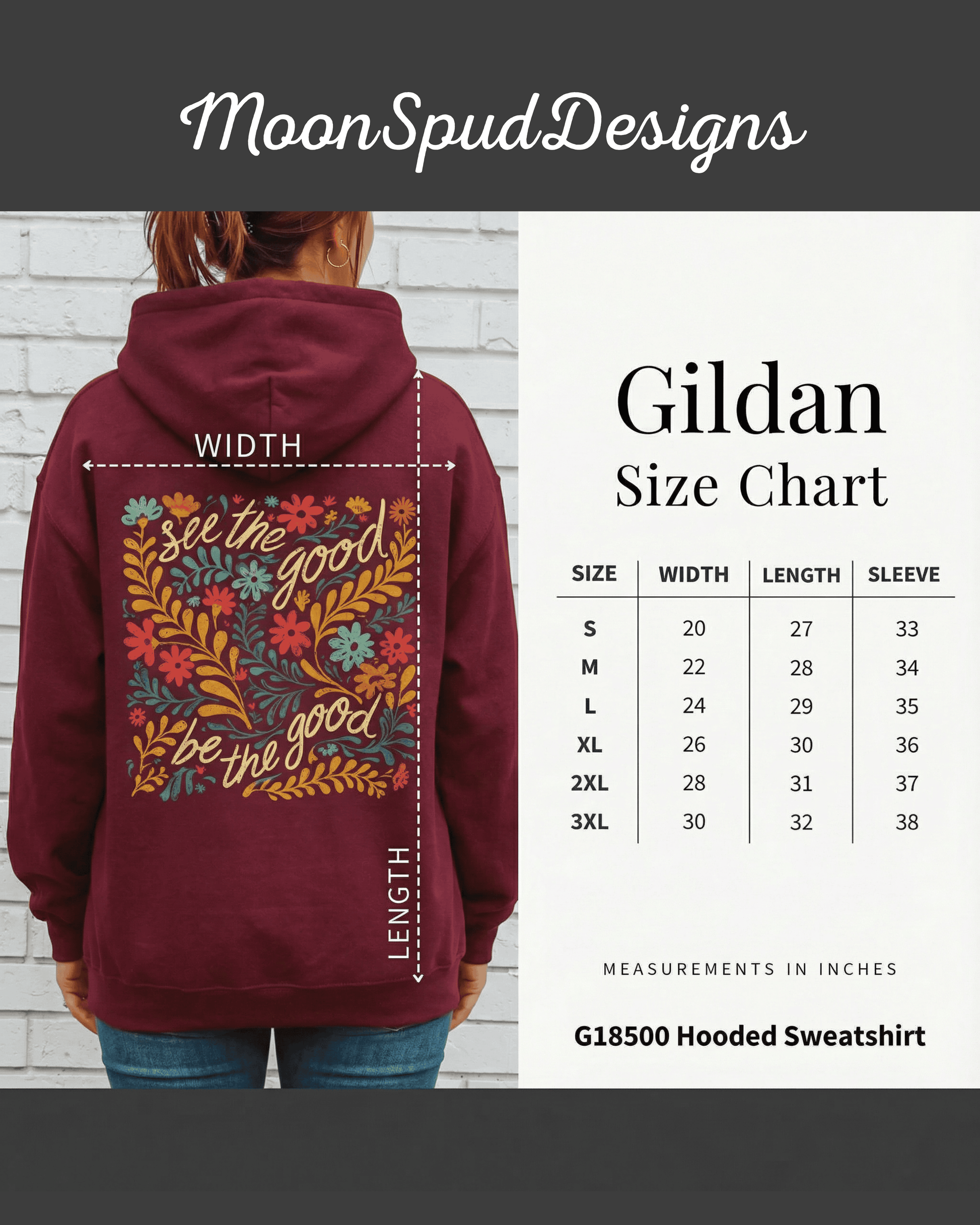 Retro See The Good Hoodie -  Positive Quote Summer Flowers Hooded Sweatshirt