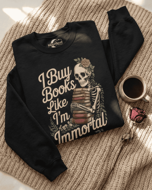 Book Lover Skeleton Sweatshirt -  Dark Academia Gothic Crewneck Pullover