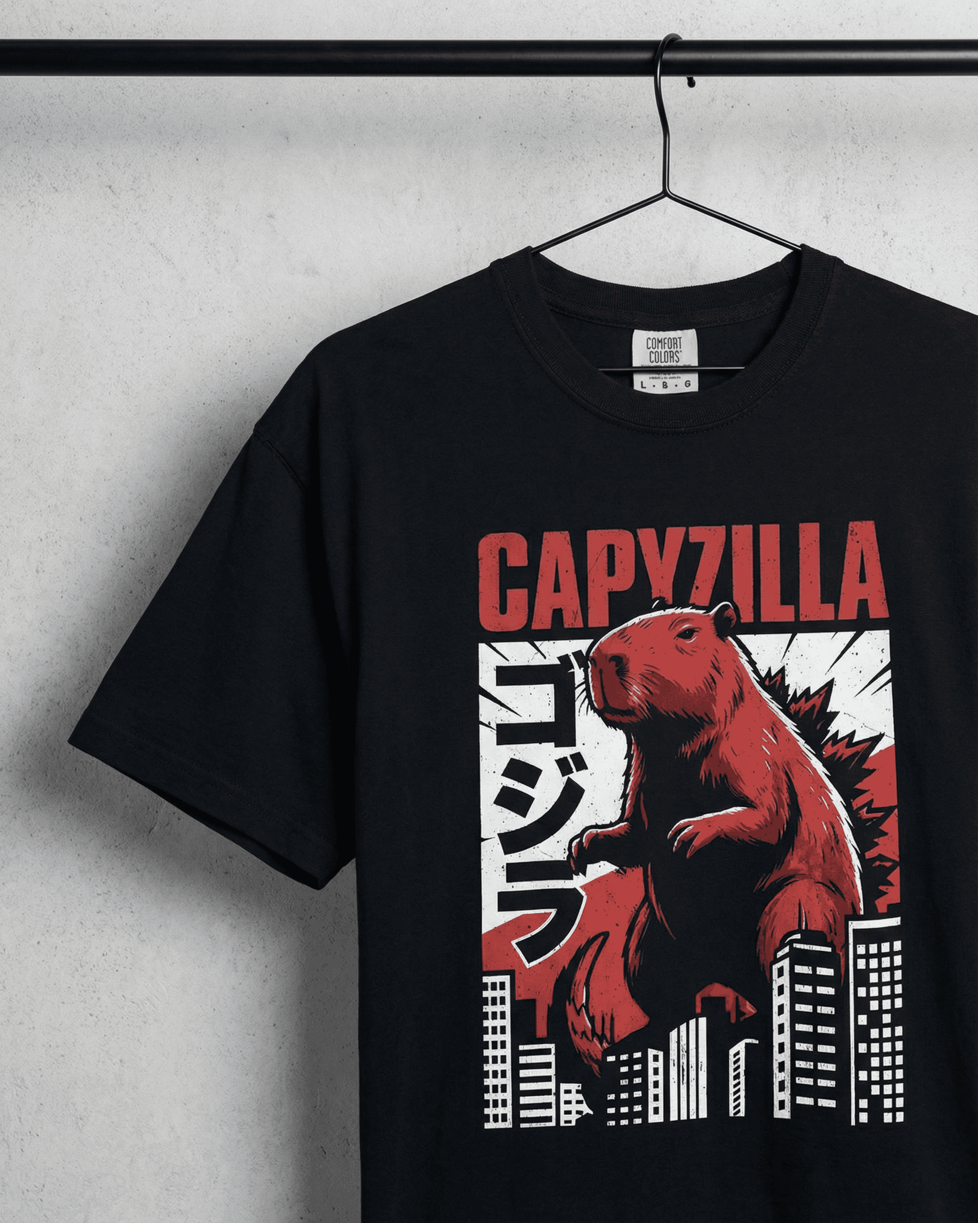 Comfort Colors Funny Godzilla Capybara T-Shirt - Japanese Monster Movie Graphic Tee