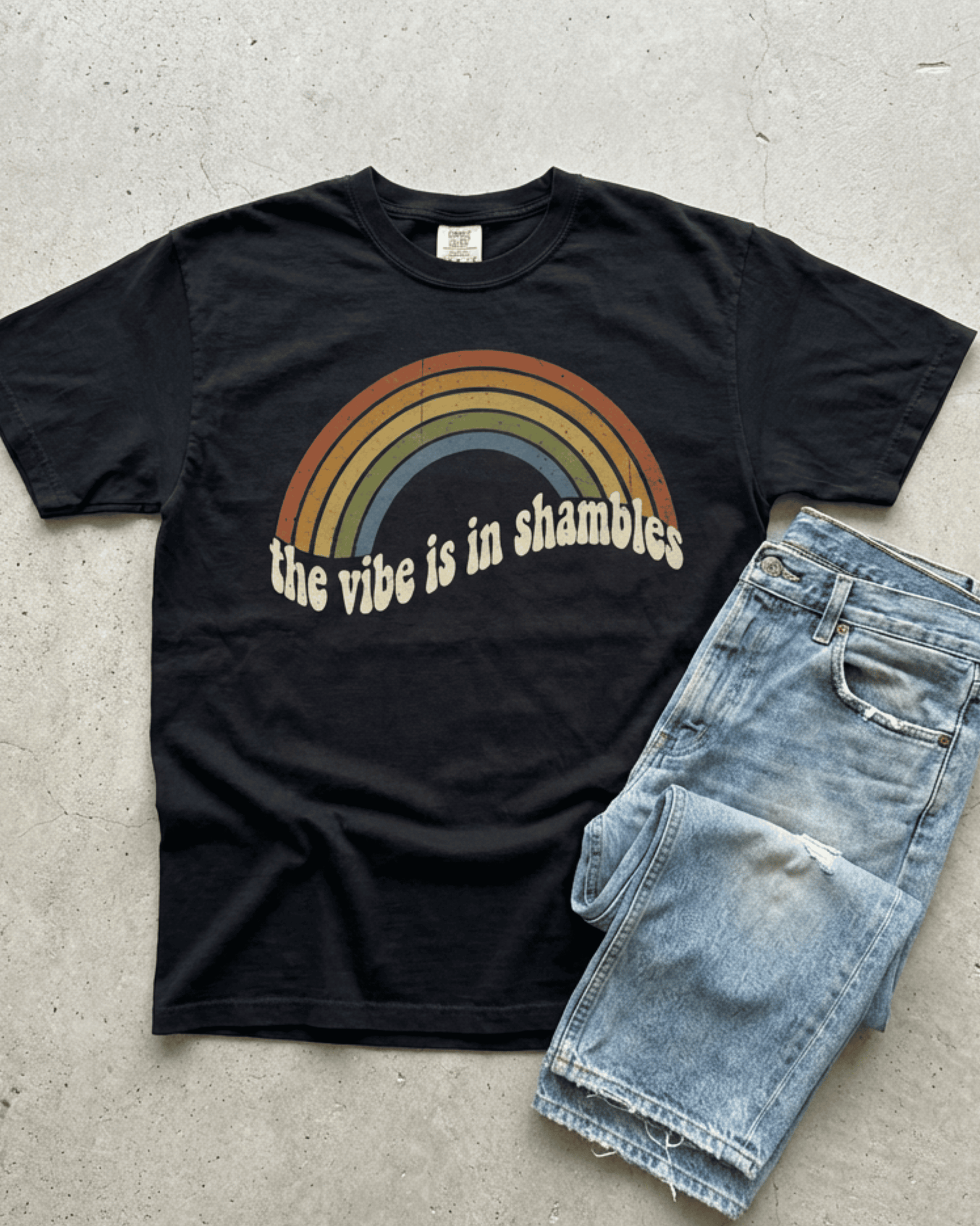 Comfort Colors The Vibe is in Shambles Rainbow T-Shirt - Retro 90s Y2K Graphic Tee