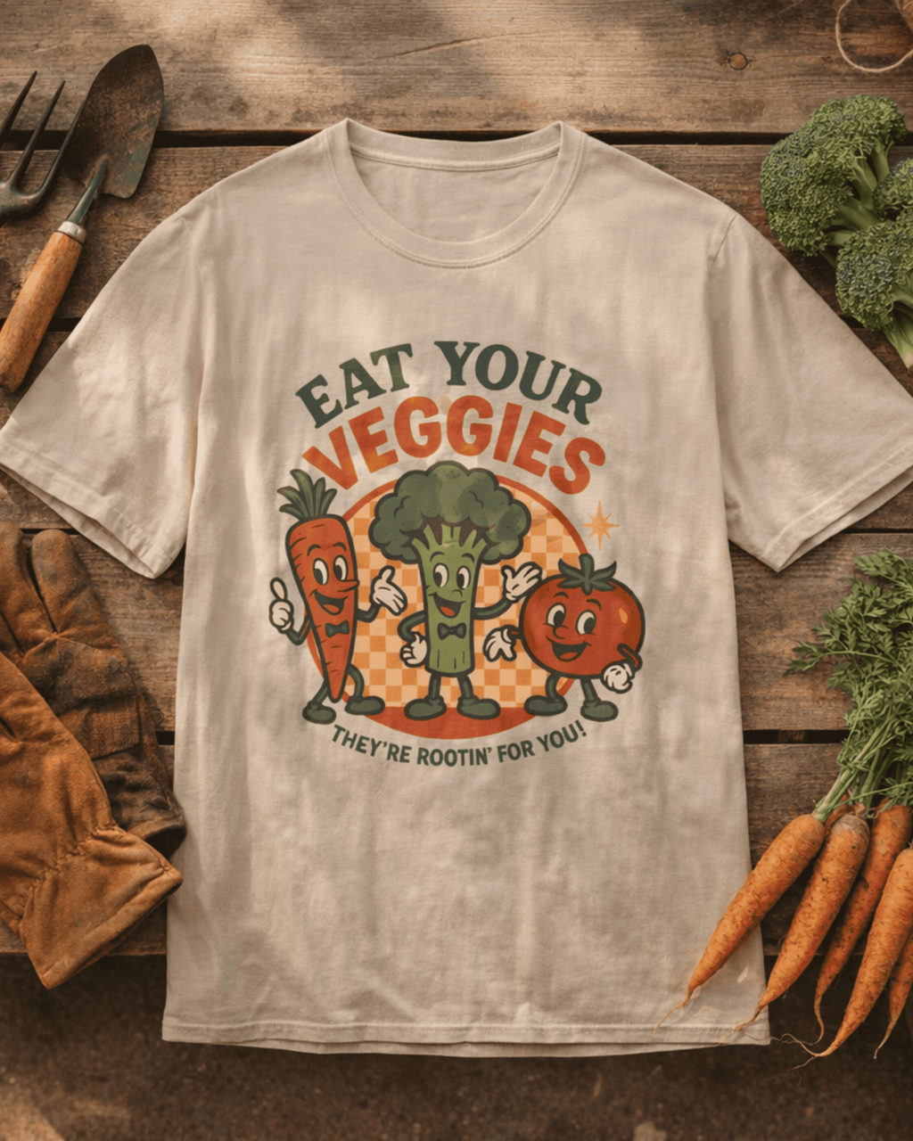 Eat Your Veggies Retro T-Shirt - Vegan Vegetarian Farmer's Market Graphic Tee