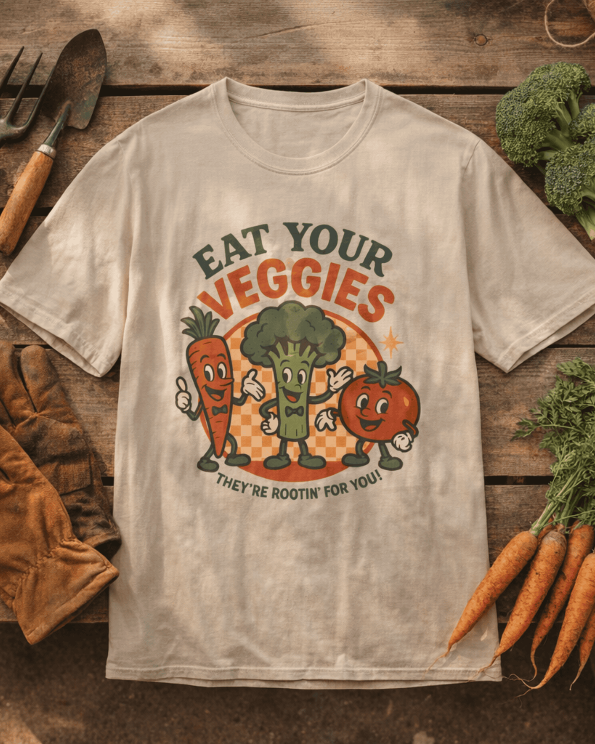 Eat Your Veggies Retro T-Shirt - Vegan Vegetarian Farmer's Market Graphic Tee