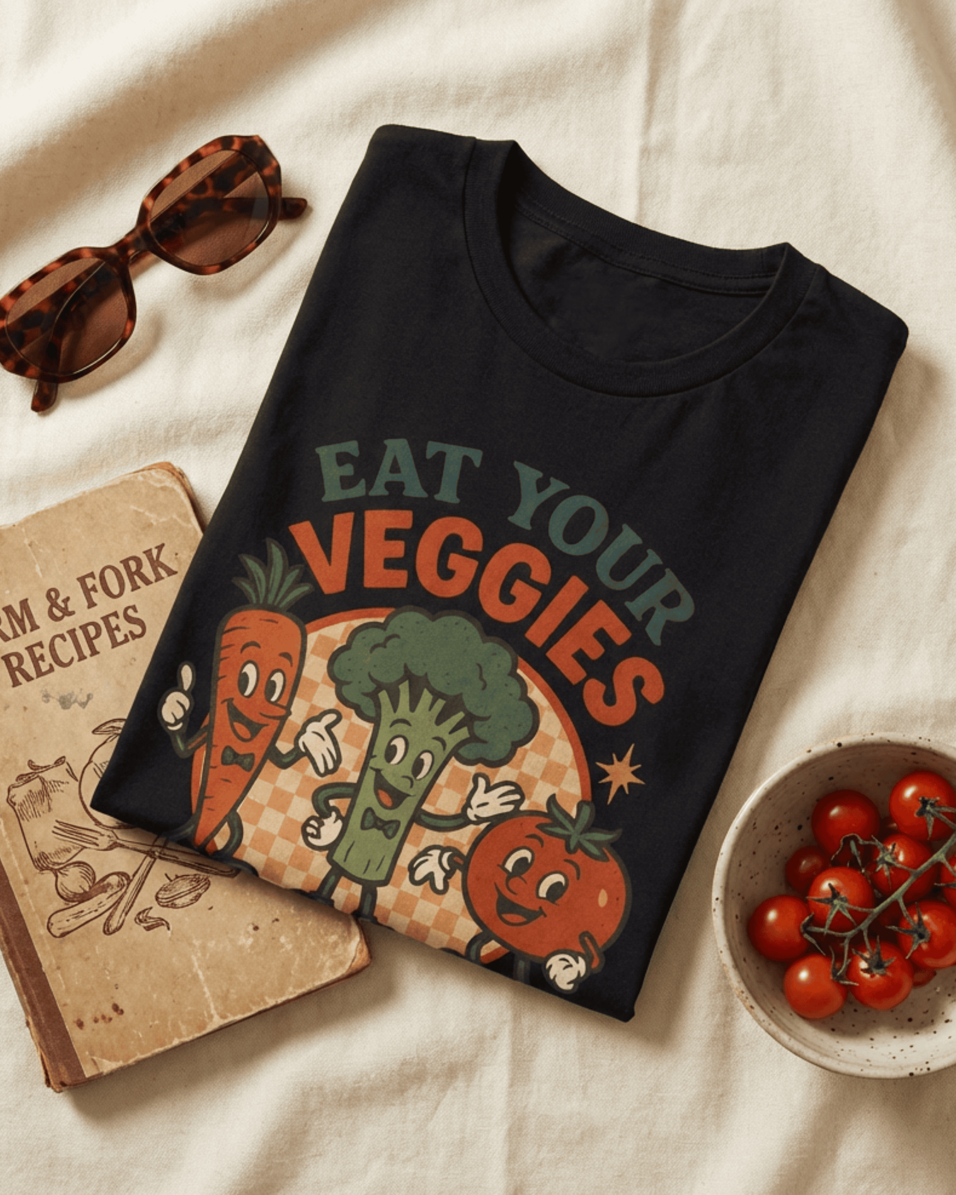 Eat Your Veggies Retro T-Shirt - Vegan Vegetarian Farmer's Market Graphic Tee