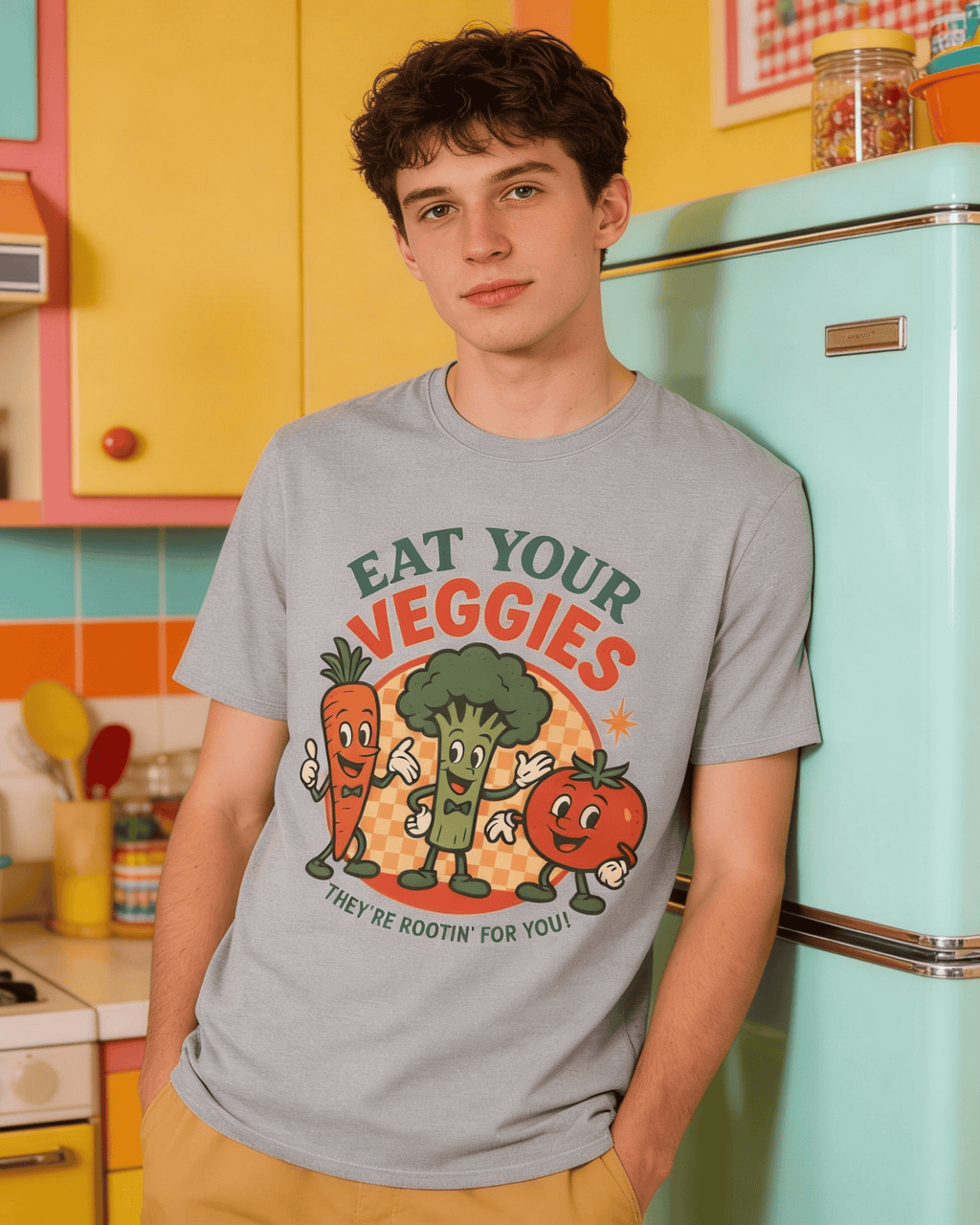 Eat Your Veggies Retro T-Shirt - Vegan Vegetarian Farmer's Market Graphic Tee