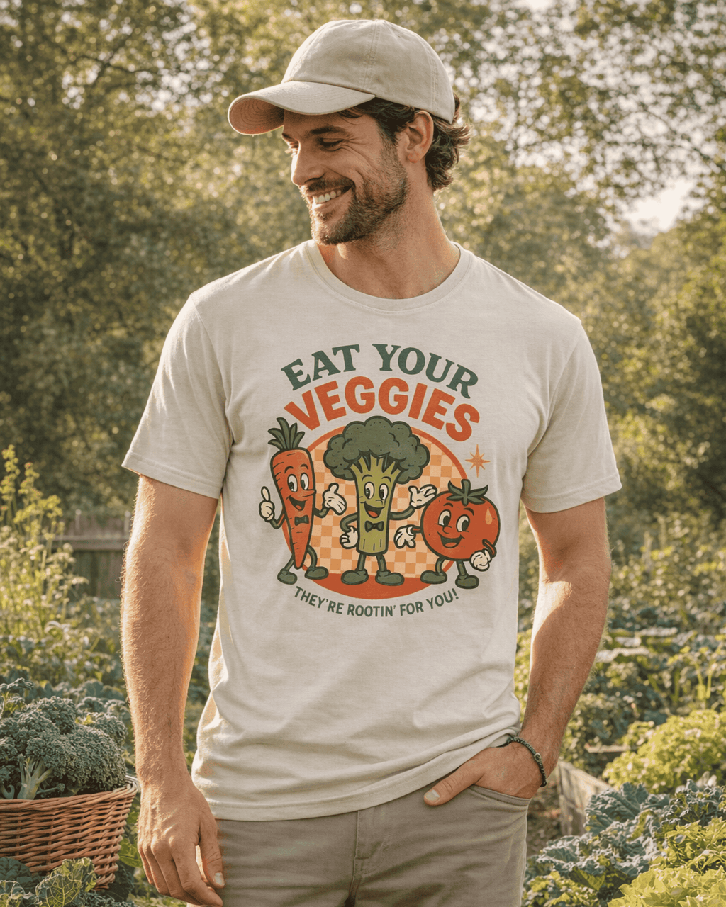 Eat Your Veggies Retro T-Shirt - Vegan Vegetarian Farmer's Market Graphic Tee