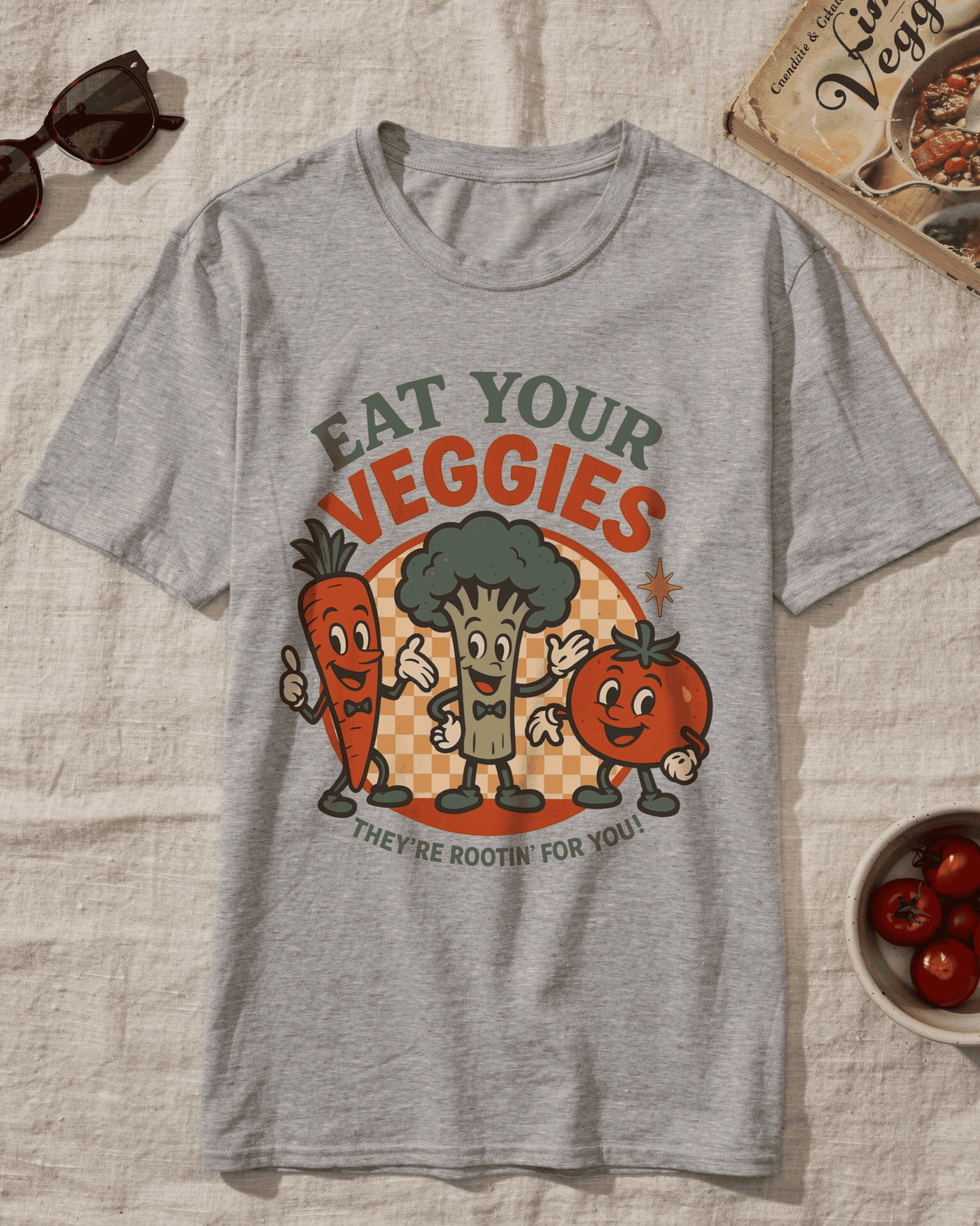 Eat Your Veggies Retro T-Shirt - Vegan Vegetarian Farmer's Market Graphic Tee