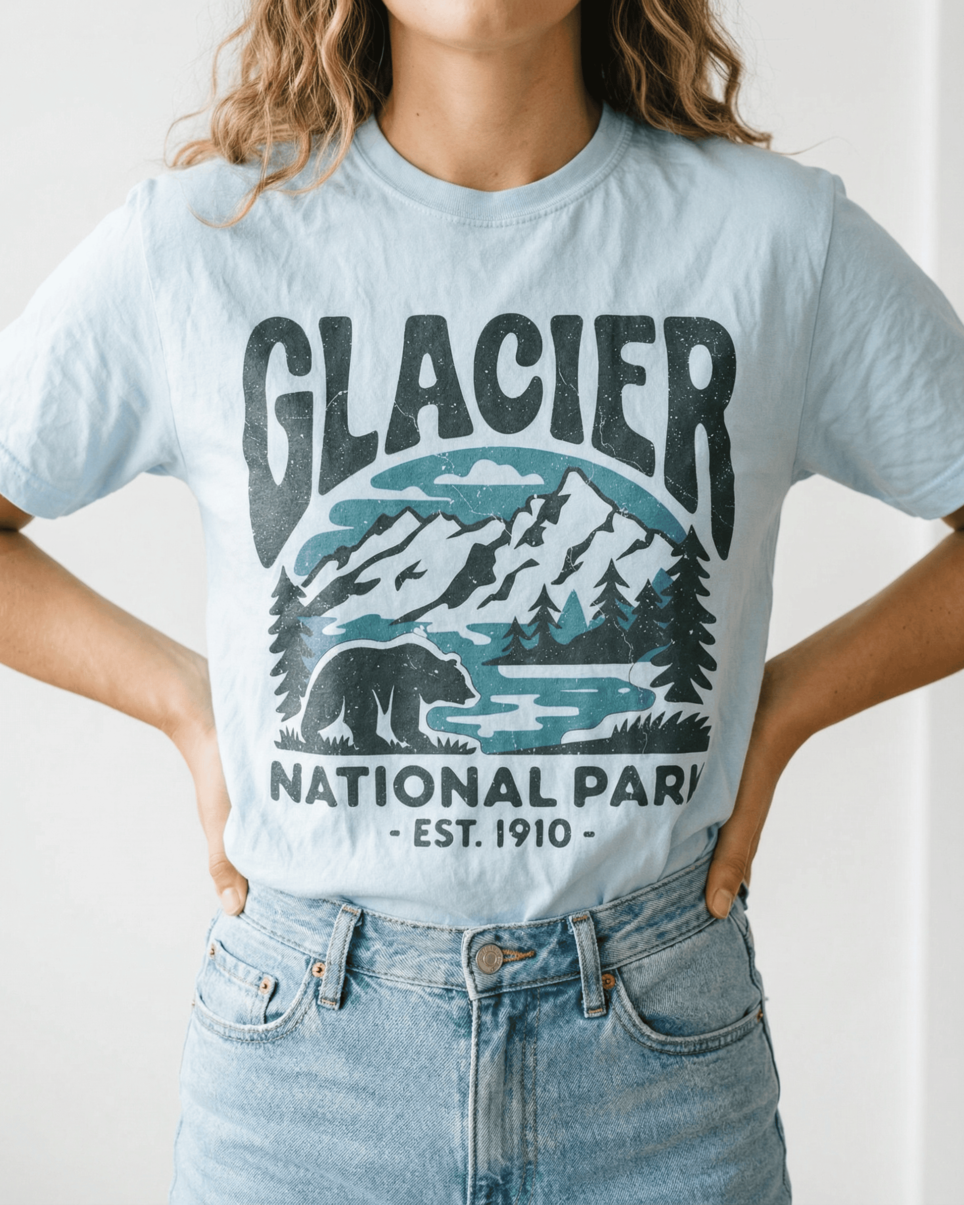 Comfort Colors Glacier National Park T-Shirt - Retro Bear Nature Lover Graphic Tee