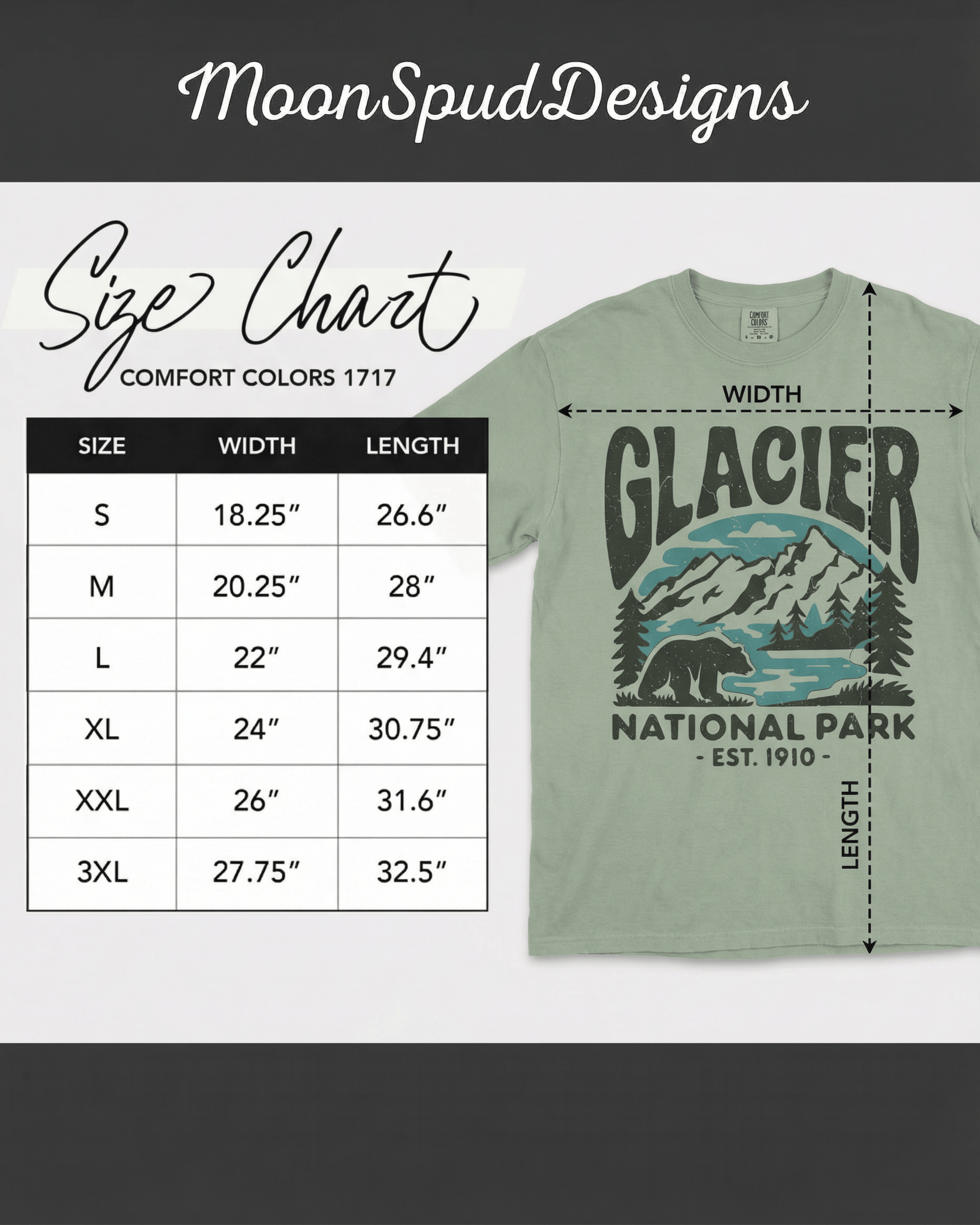 Comfort Colors Glacier National Park T-Shirt - Retro Bear Nature Lover Graphic Tee