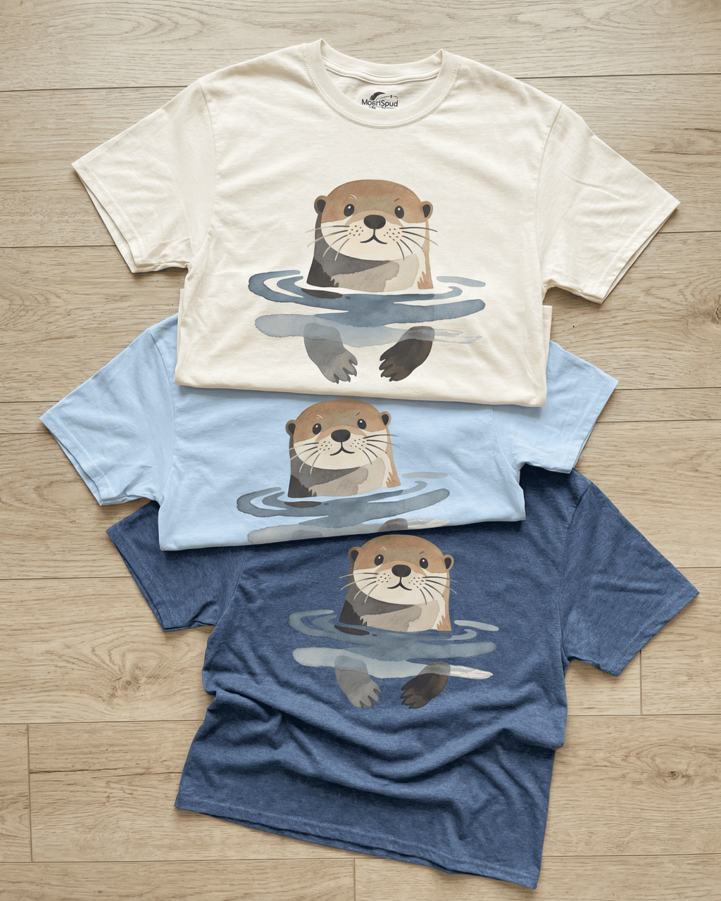Sea Otter Watercolor T-Shirt - Cute Beach Ocean Lover Graphic Tee
