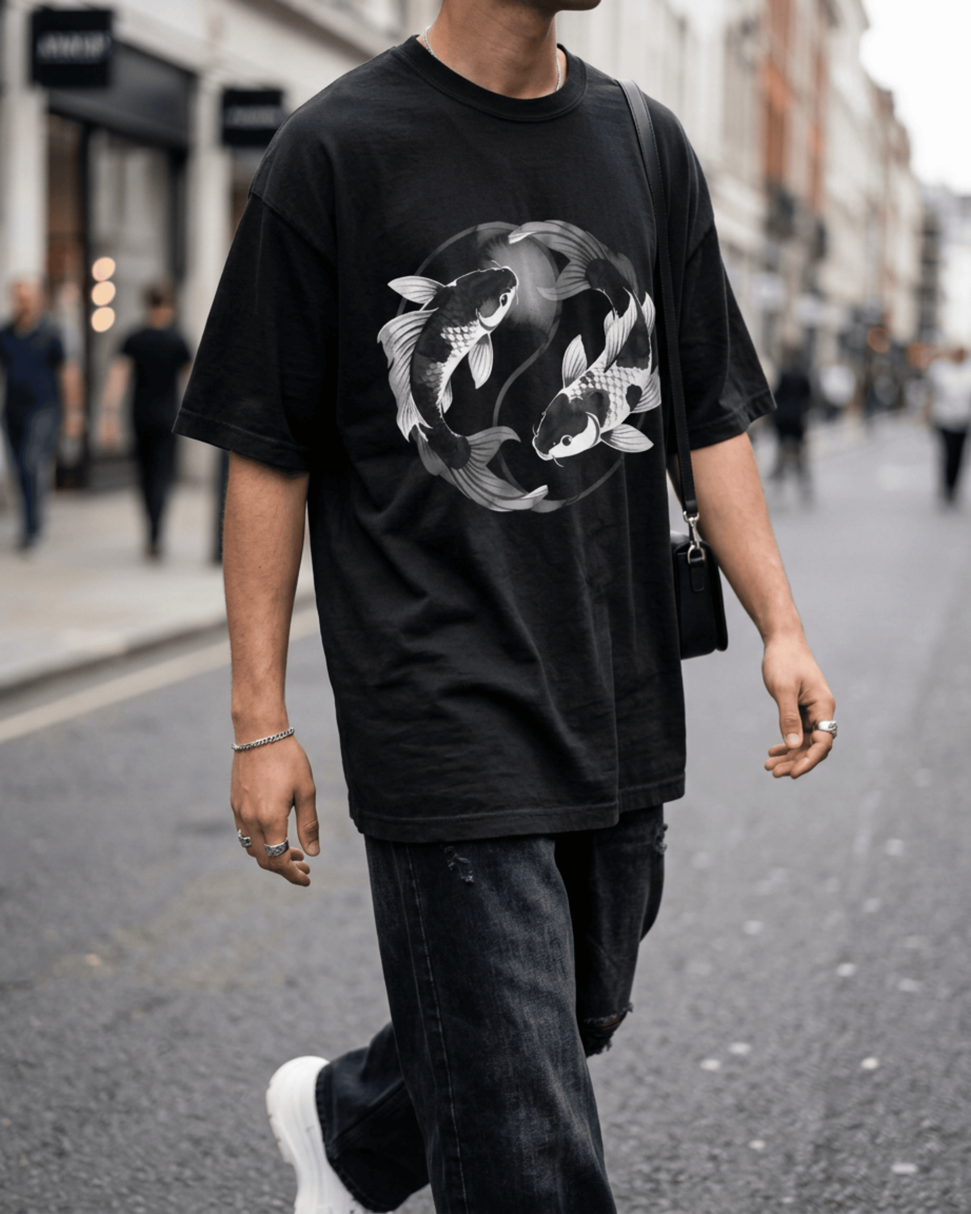 Comfort Colors Koi Yin Yang Fish T-Shirt - Peaceful Japanese Aesthetic Graphic Tee