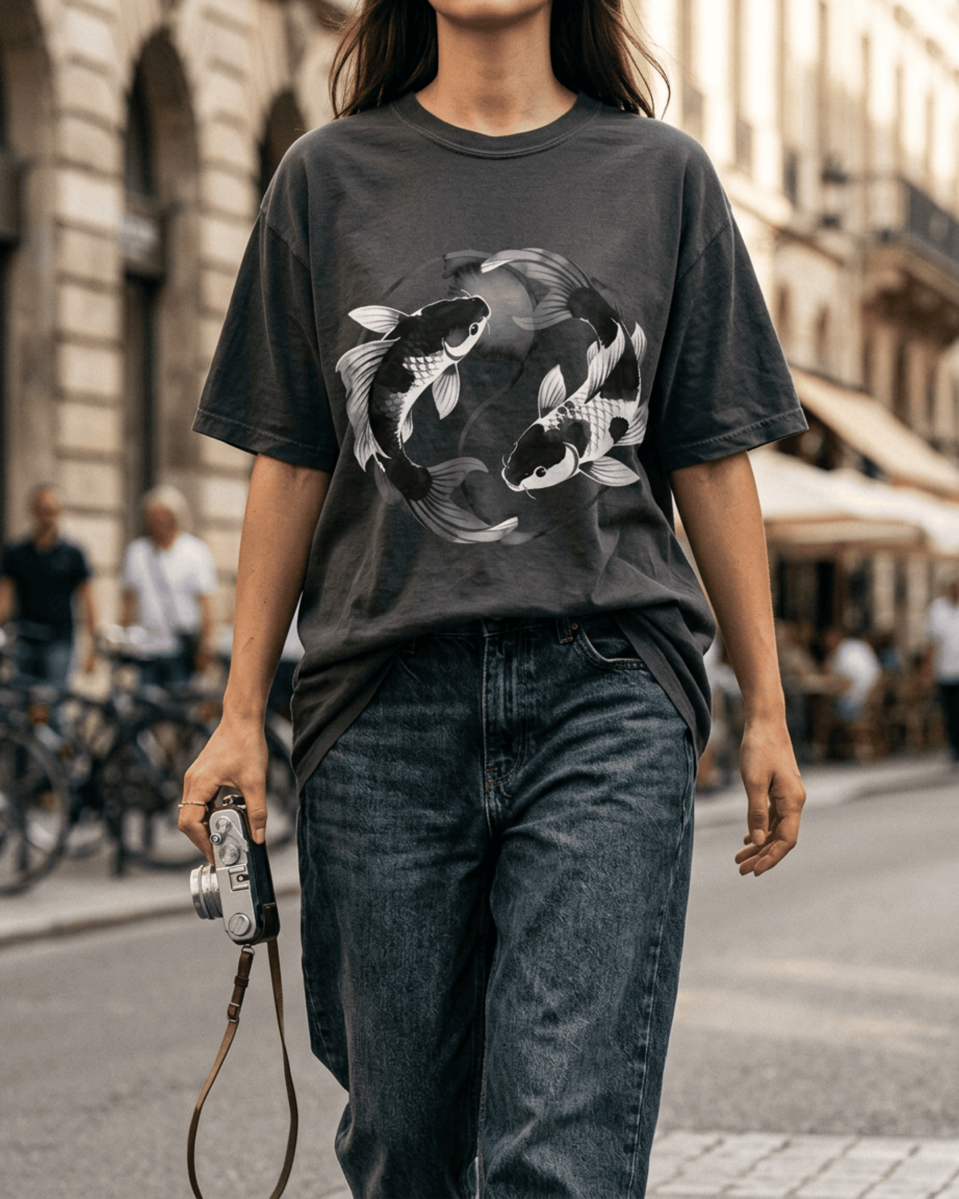 Comfort Colors Koi Yin Yang Fish T-Shirt - Peaceful Japanese Aesthetic Graphic Tee