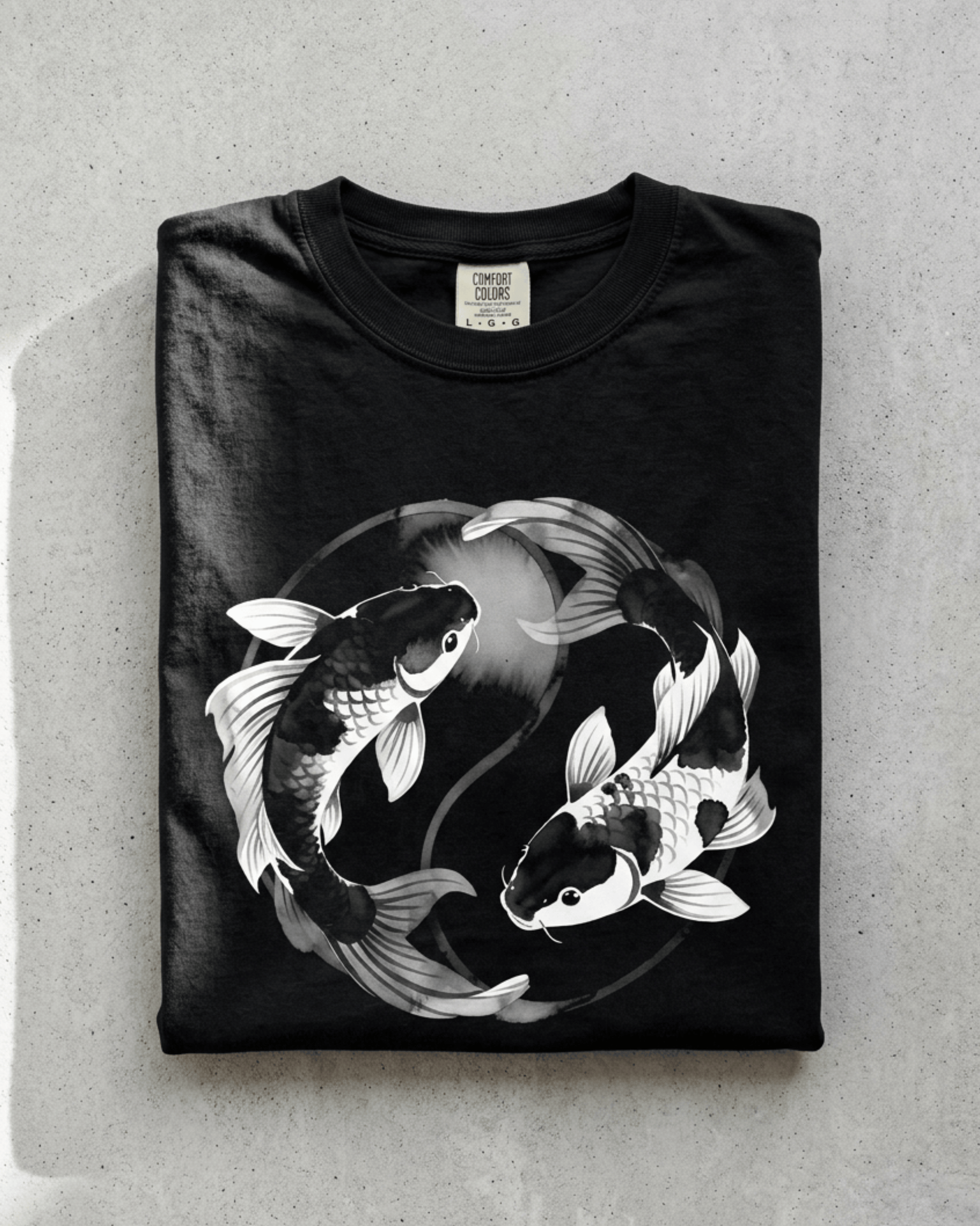 Comfort Colors Koi Yin Yang Fish T-Shirt - Peaceful Japanese Aesthetic Graphic Tee