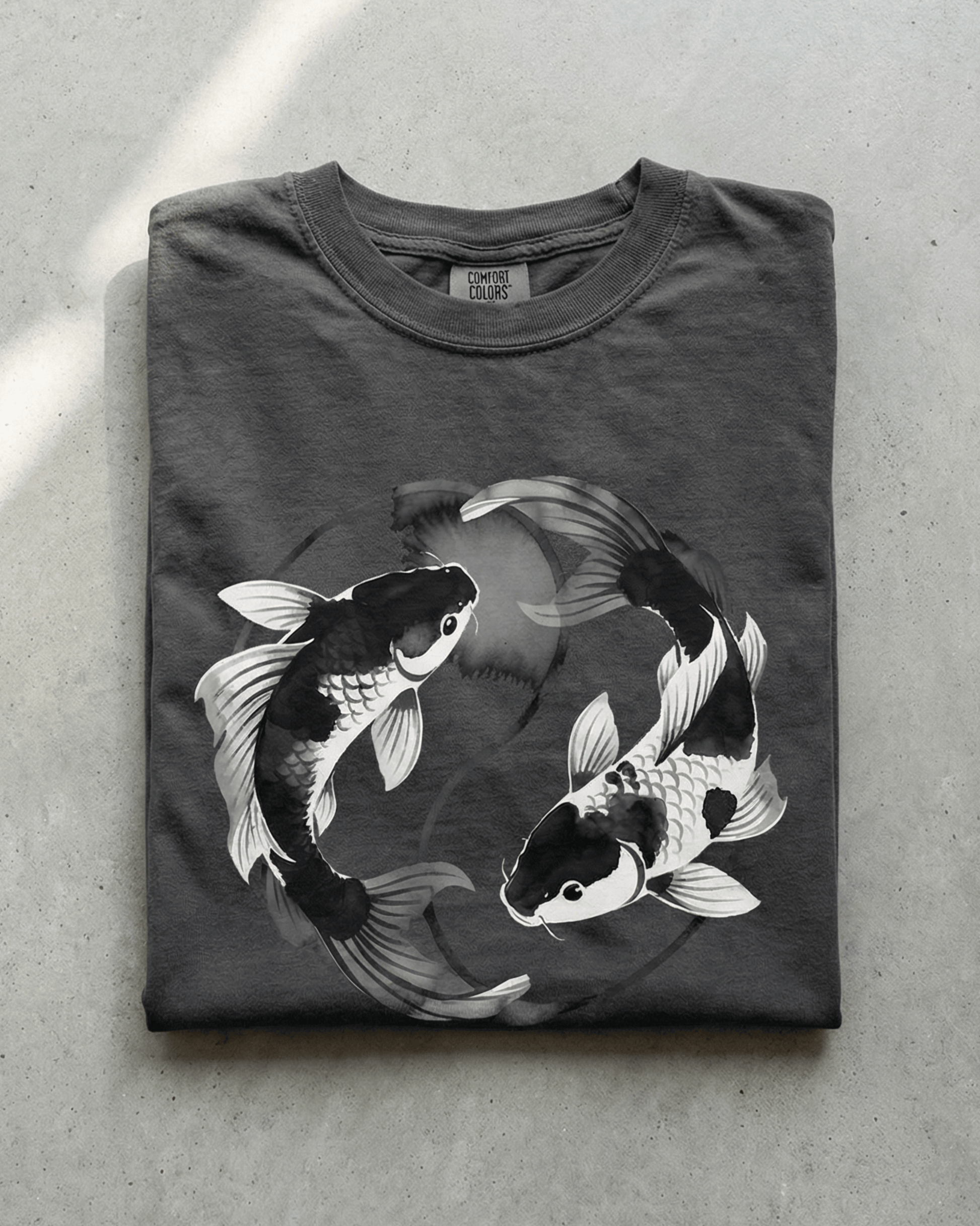Comfort Colors Koi Yin Yang Fish T-Shirt - Peaceful Japanese Aesthetic Graphic Tee