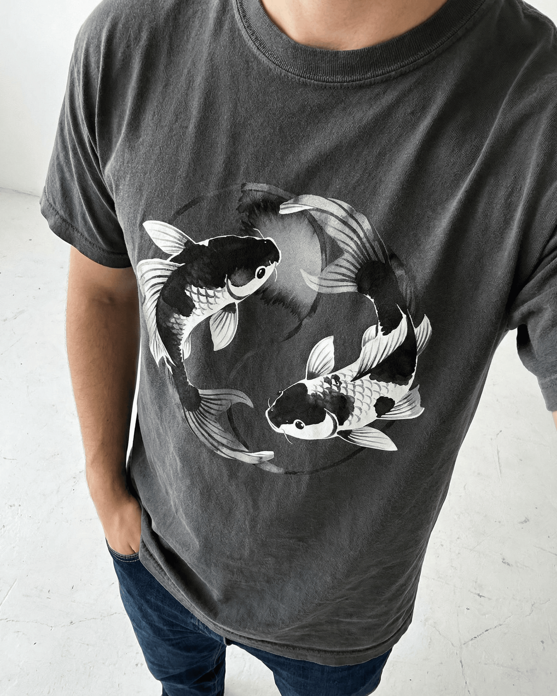 Comfort Colors Koi Yin Yang Fish T-Shirt - Peaceful Japanese Aesthetic Graphic Tee