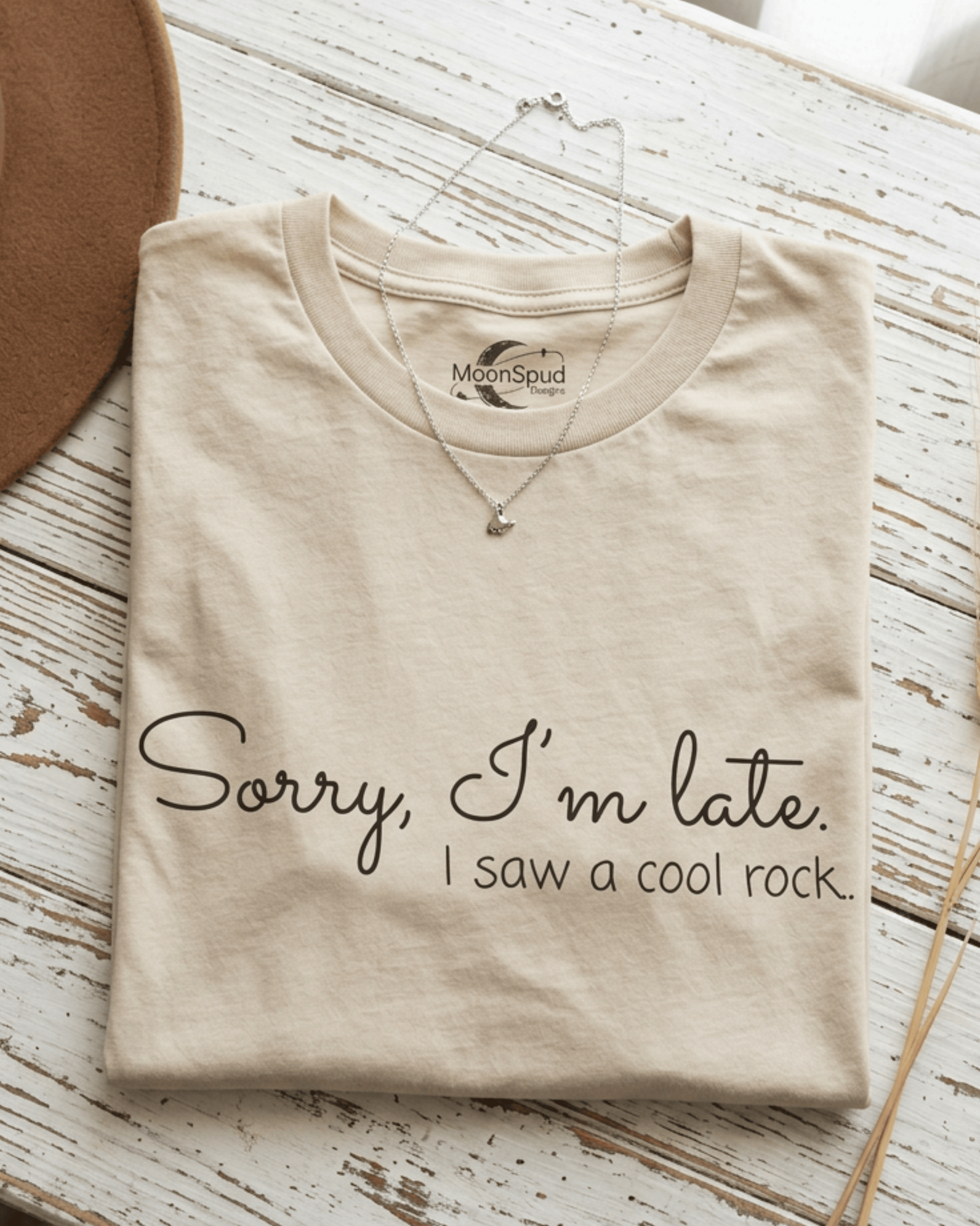 Sorry I'm Late, I Saw A Cool Rock T-Shirt - Rock Hound Collector Graphic Tee