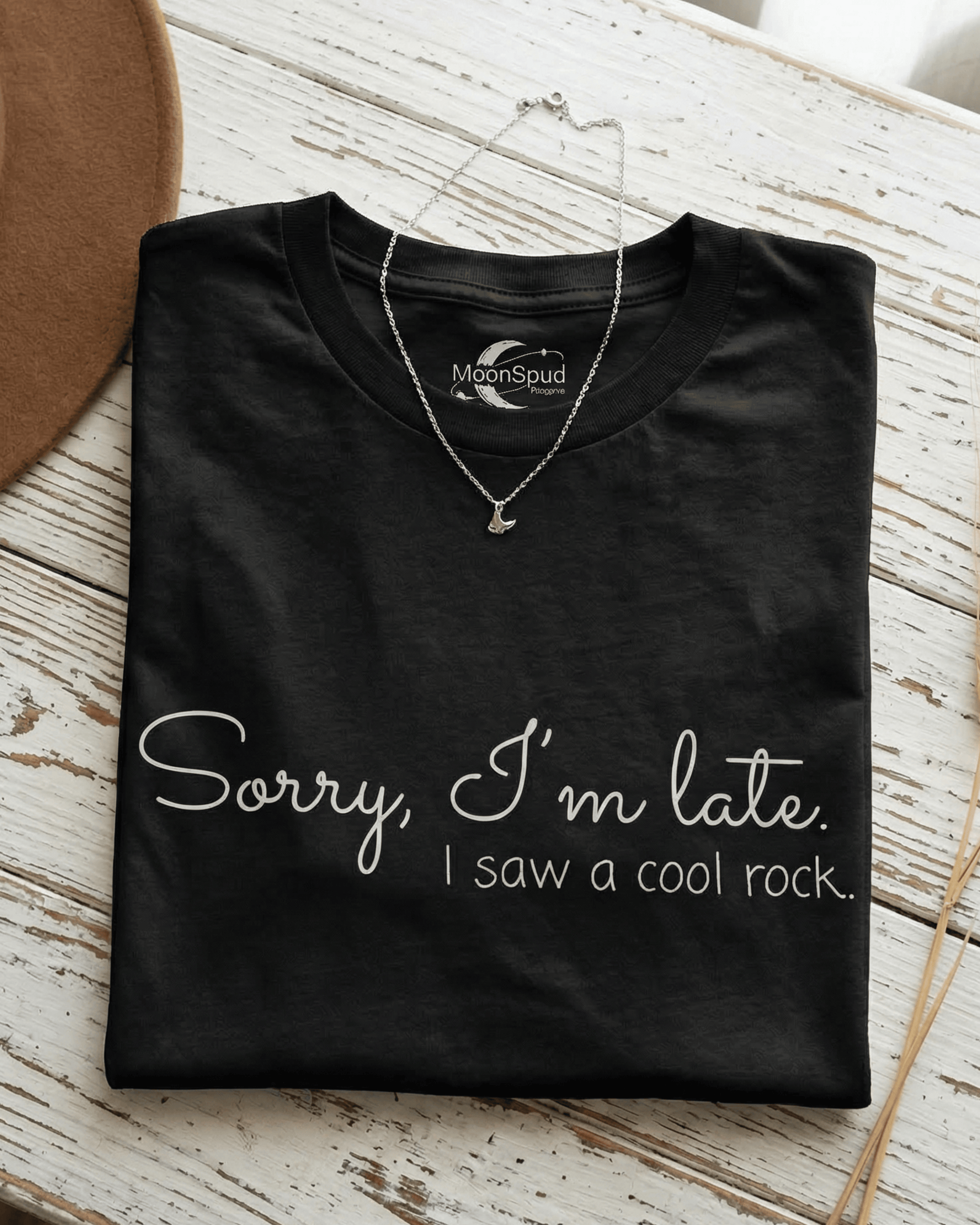 Sorry I'm Late, I Saw A Cool Rock T-Shirt - Rock Hound Collector Graphic Tee