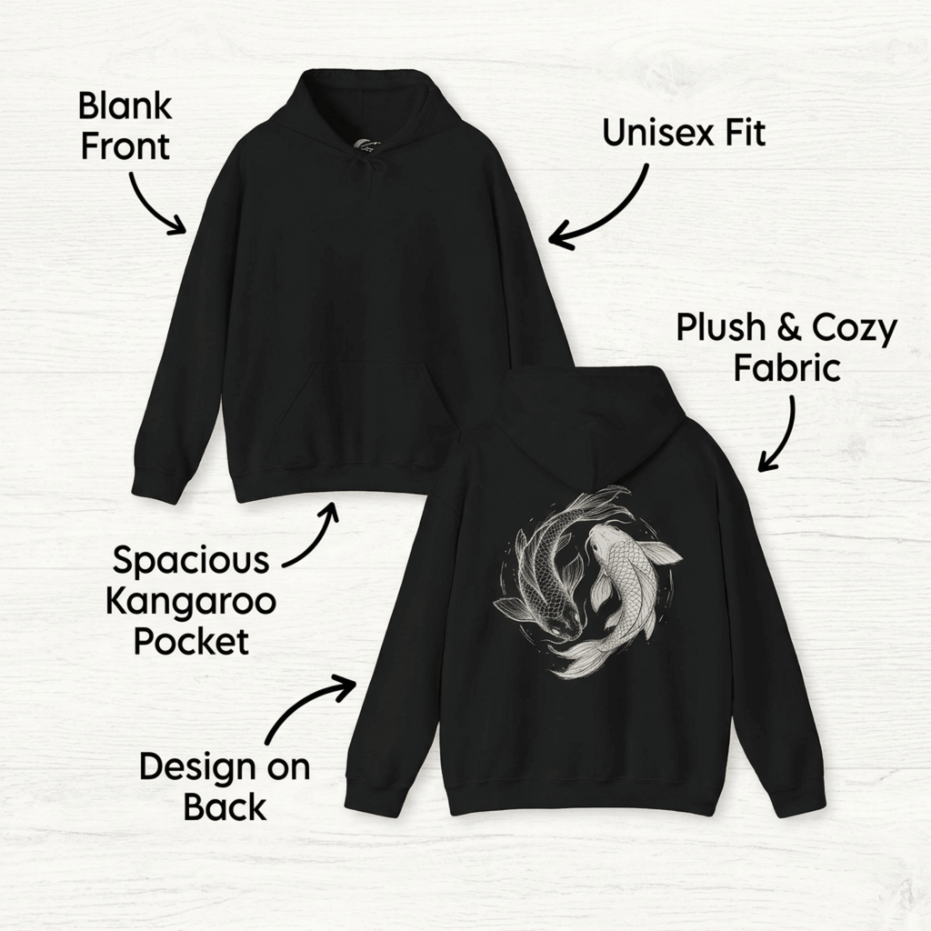 Koi Fish Yin Yang Hoodie - Japanese Aesthetic Carp Hooded Sweatshirt