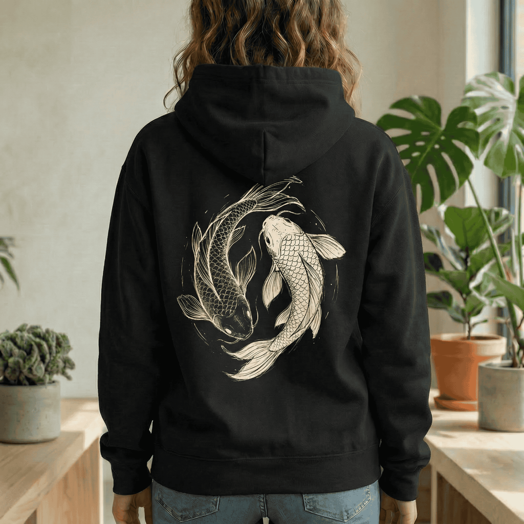 Koi Fish Yin Yang Hoodie - Japanese Aesthetic Carp Hooded Sweatshirt
