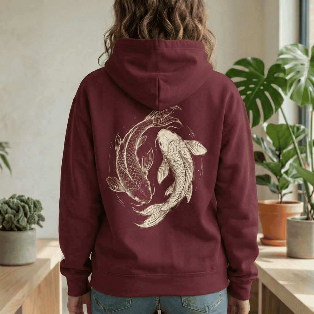 Koi Fish Yin Yang Hoodie - Japanese Aesthetic Carp Hooded Sweatshirt