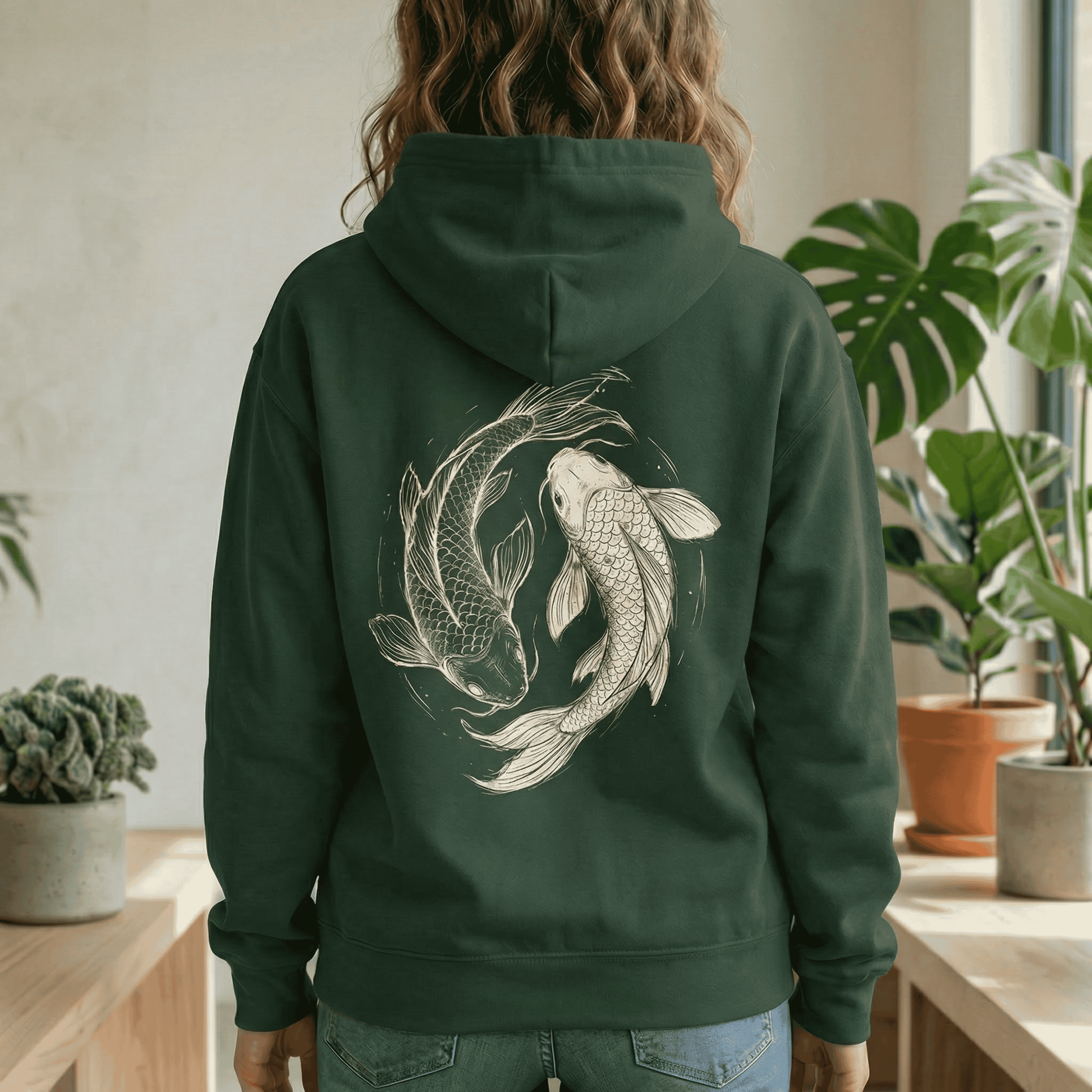 Koi Fish Yin Yang Hoodie - Japanese Aesthetic Carp Hooded Sweatshirt