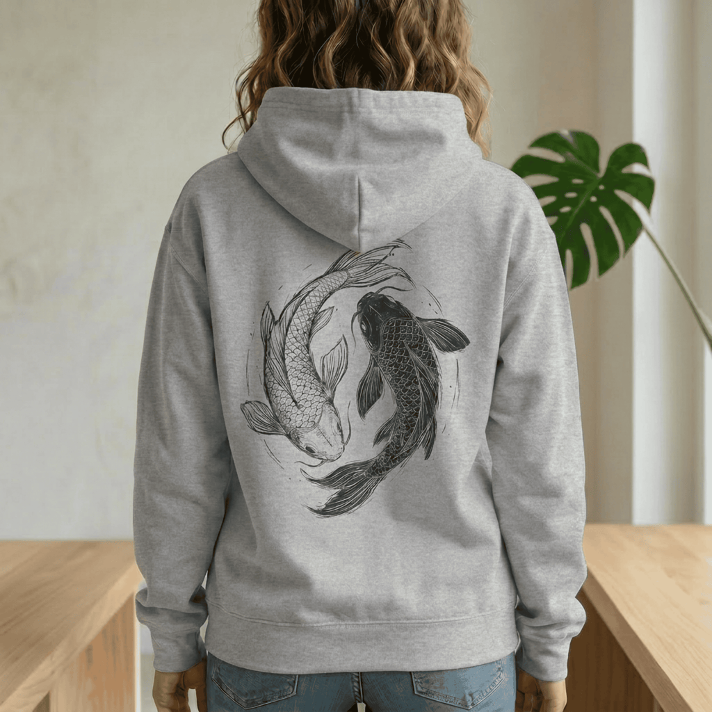 Koi Fish Yin Yang Hoodie - Japanese Aesthetic Carp Hooded Sweatshirt