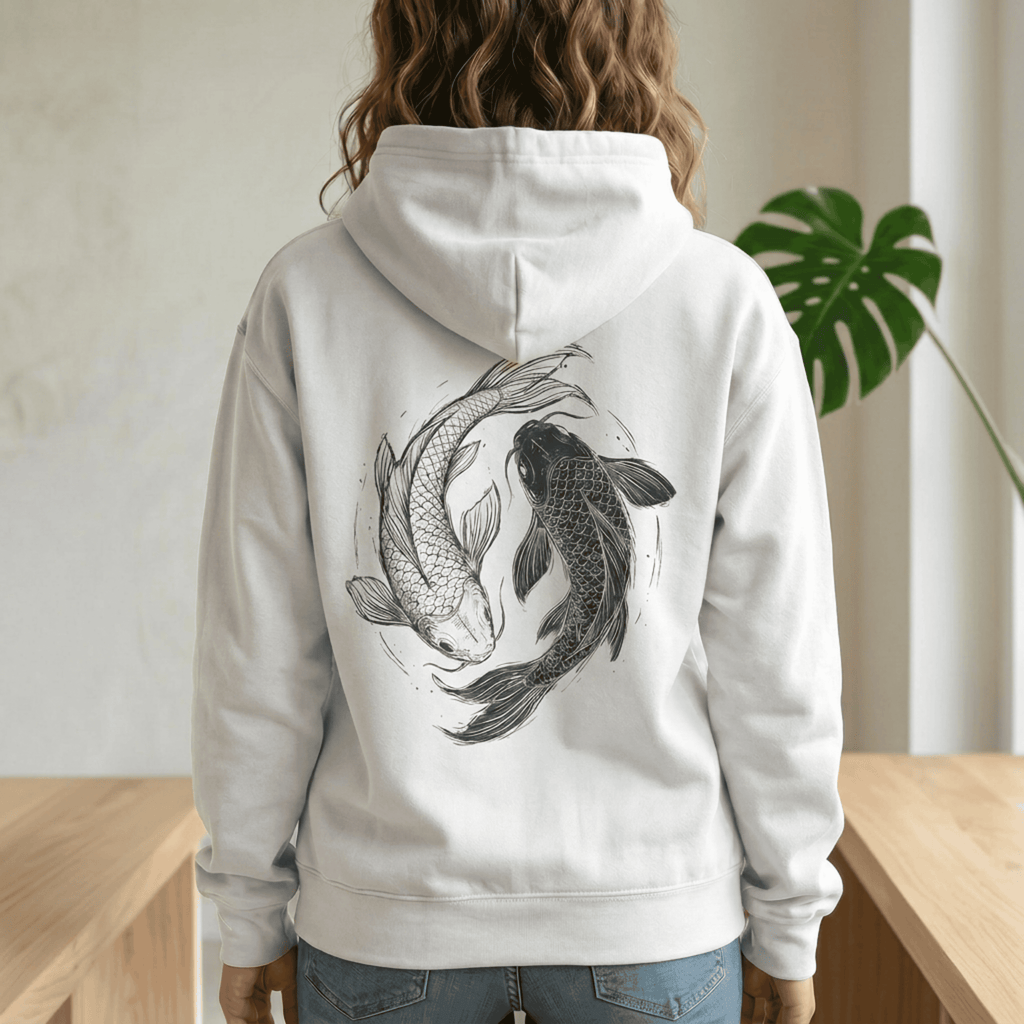 Koi Fish Yin Yang Hoodie - Japanese Aesthetic Carp Hooded Sweatshirt