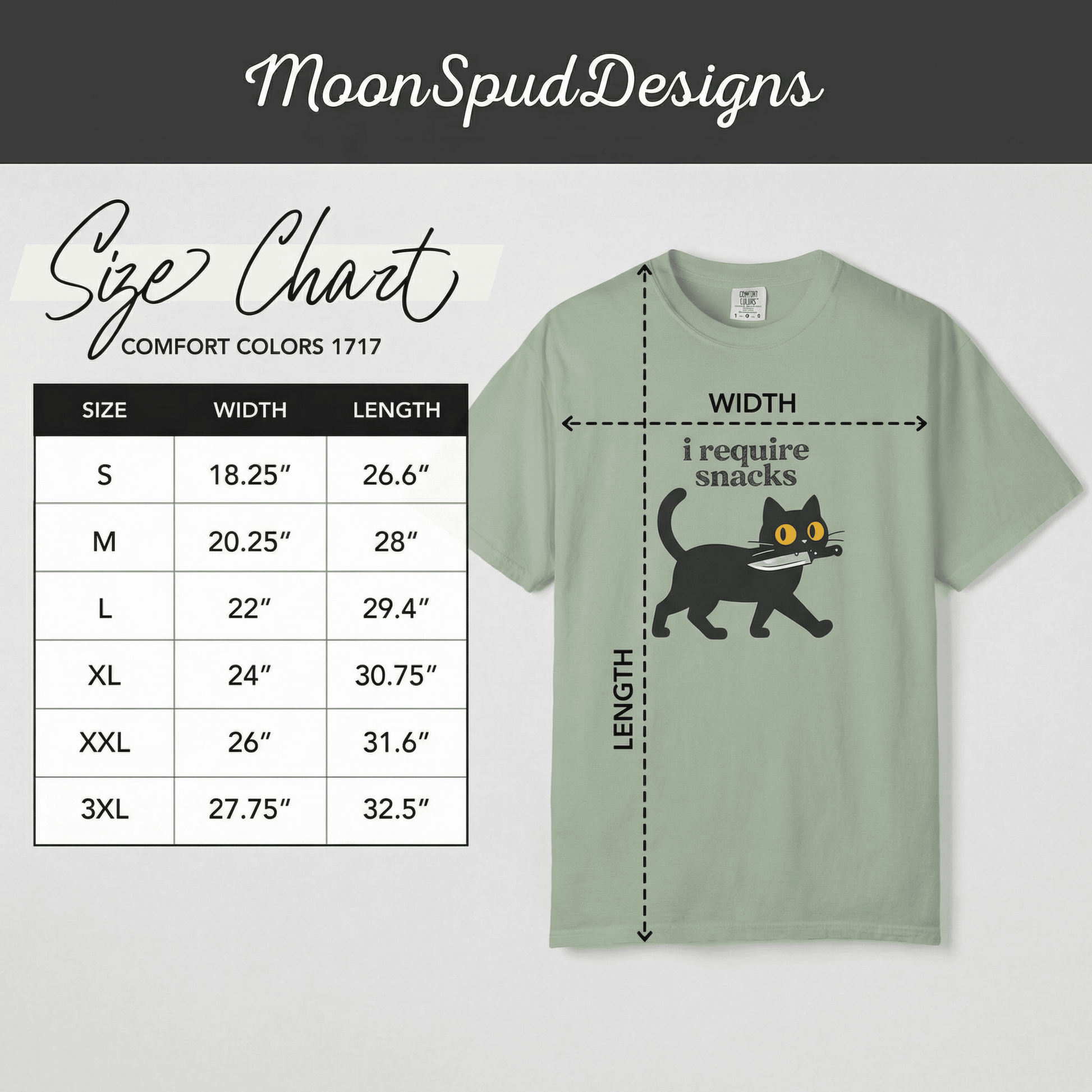 Comfort Colors Funny Black Cat T-Shirt - I Require Snacks Graphic Tee
