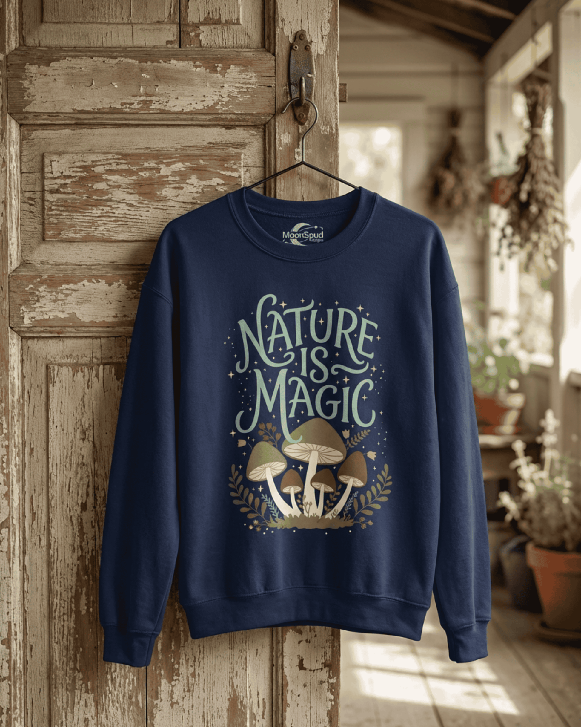 Nature is Magic Mushroom Sweatshirt - Cottagecore Aesthetic Pullover Crewneck