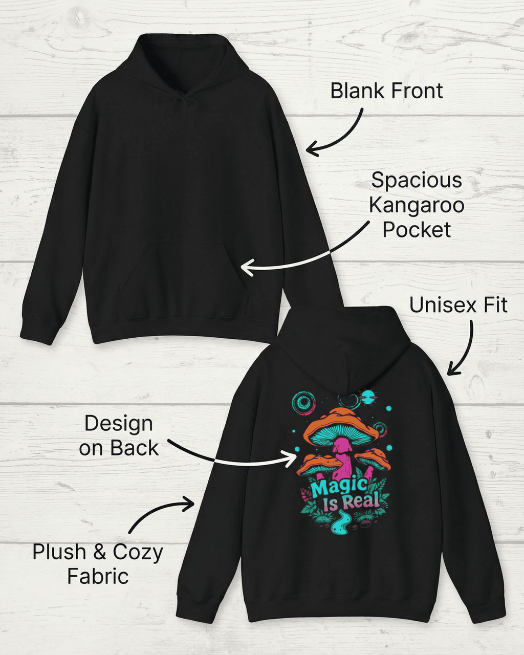 Mushroom Magical Forest Hoodie - Trippy Magic Is Real Hooded Sweatshirt
