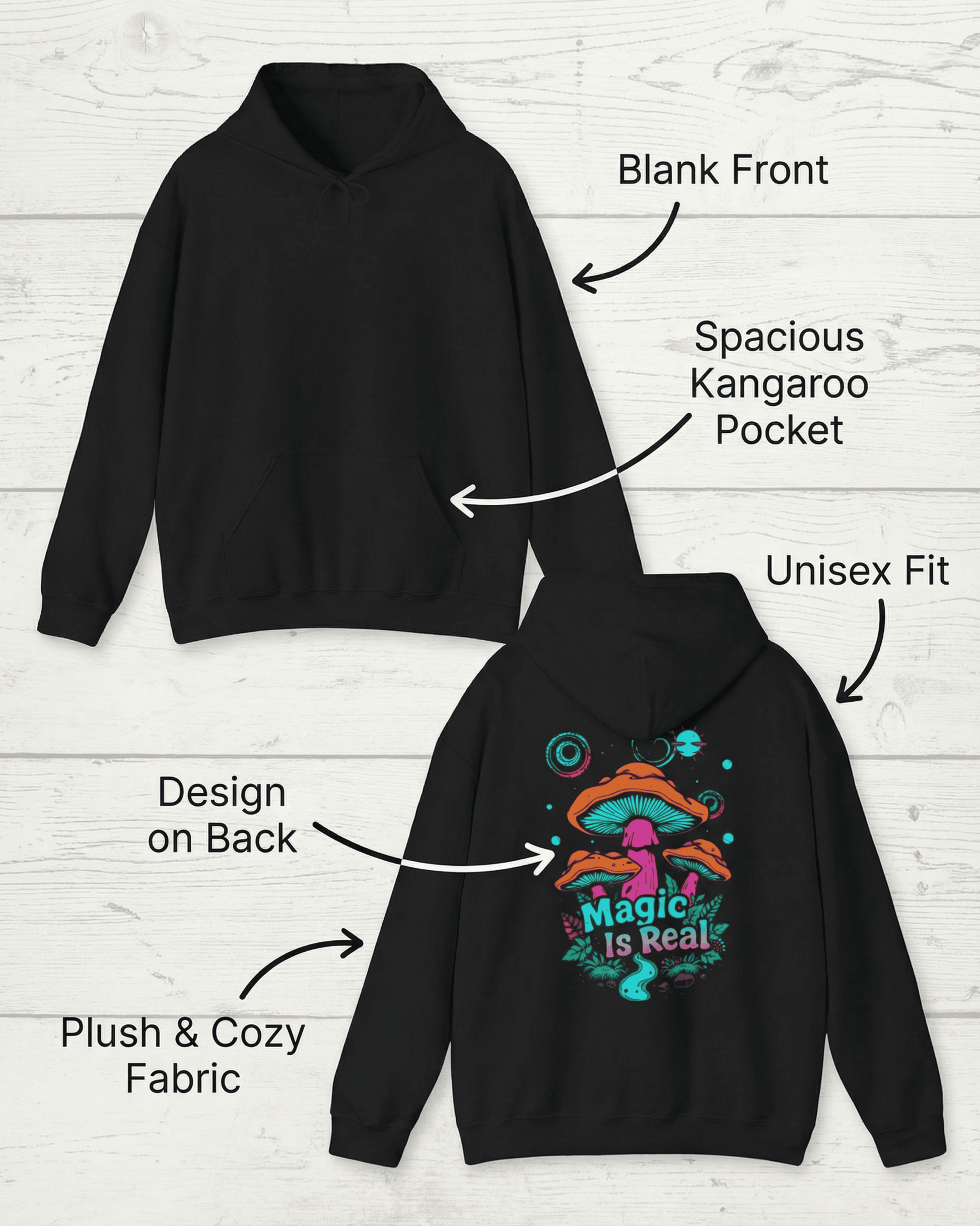 Mushroom Magical Forest Hoodie - Trippy Magic Is Real Hooded Sweatshirt