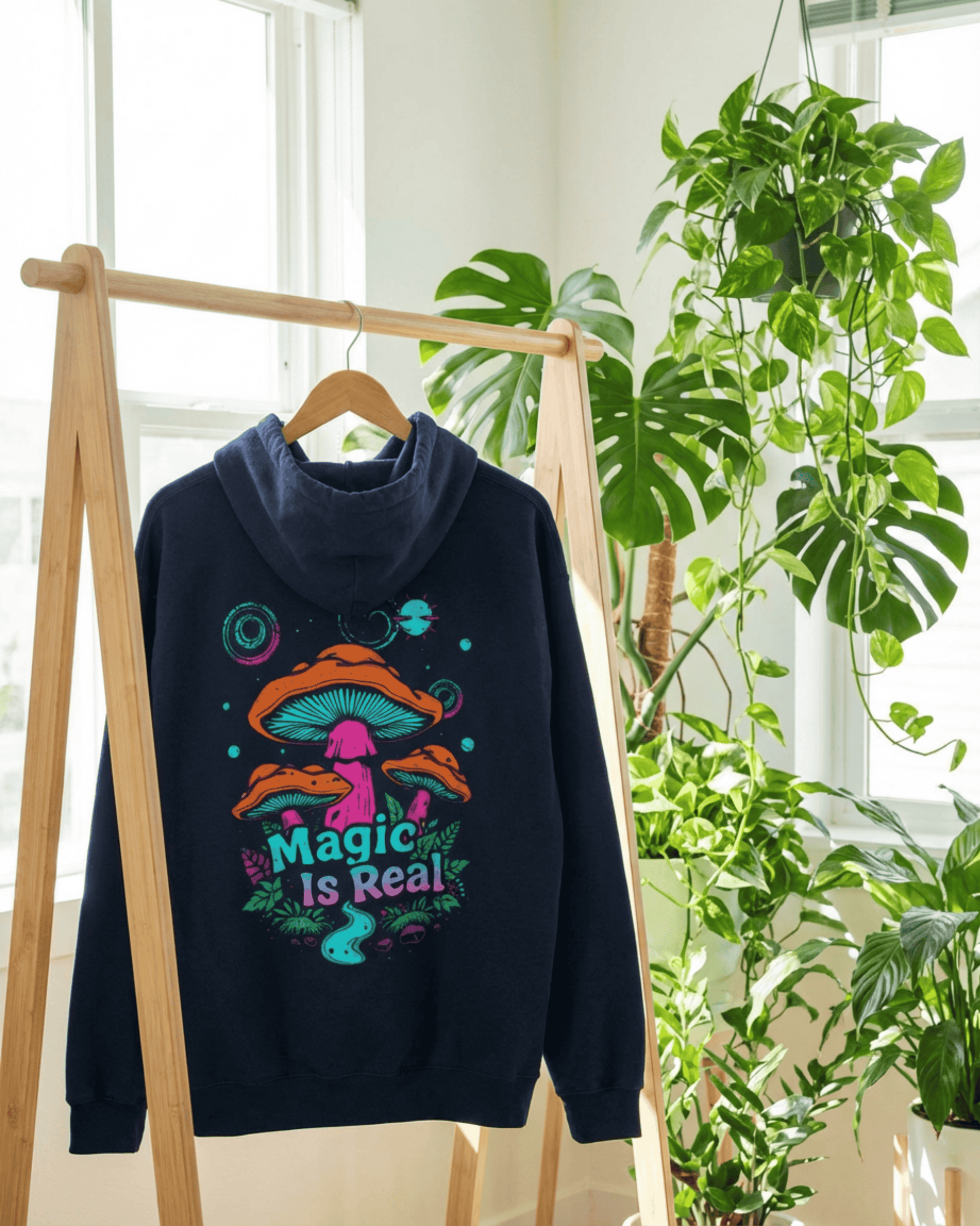 Mushroom Magical Forest Hoodie - Trippy Magic Is Real Hooded Sweatshirt