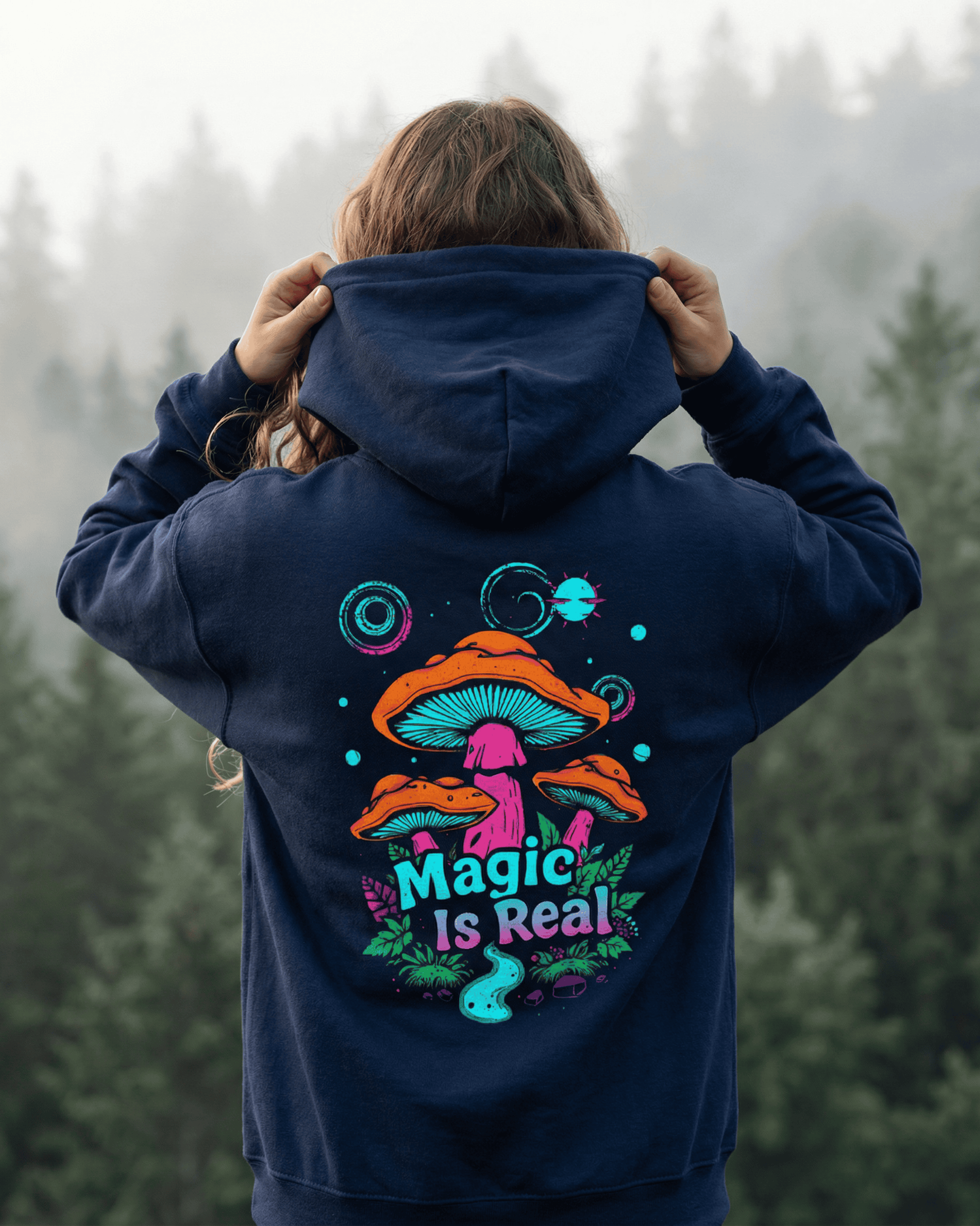 Mushroom Magical Forest Hoodie - Trippy Magic Is Real Hooded Sweatshirt