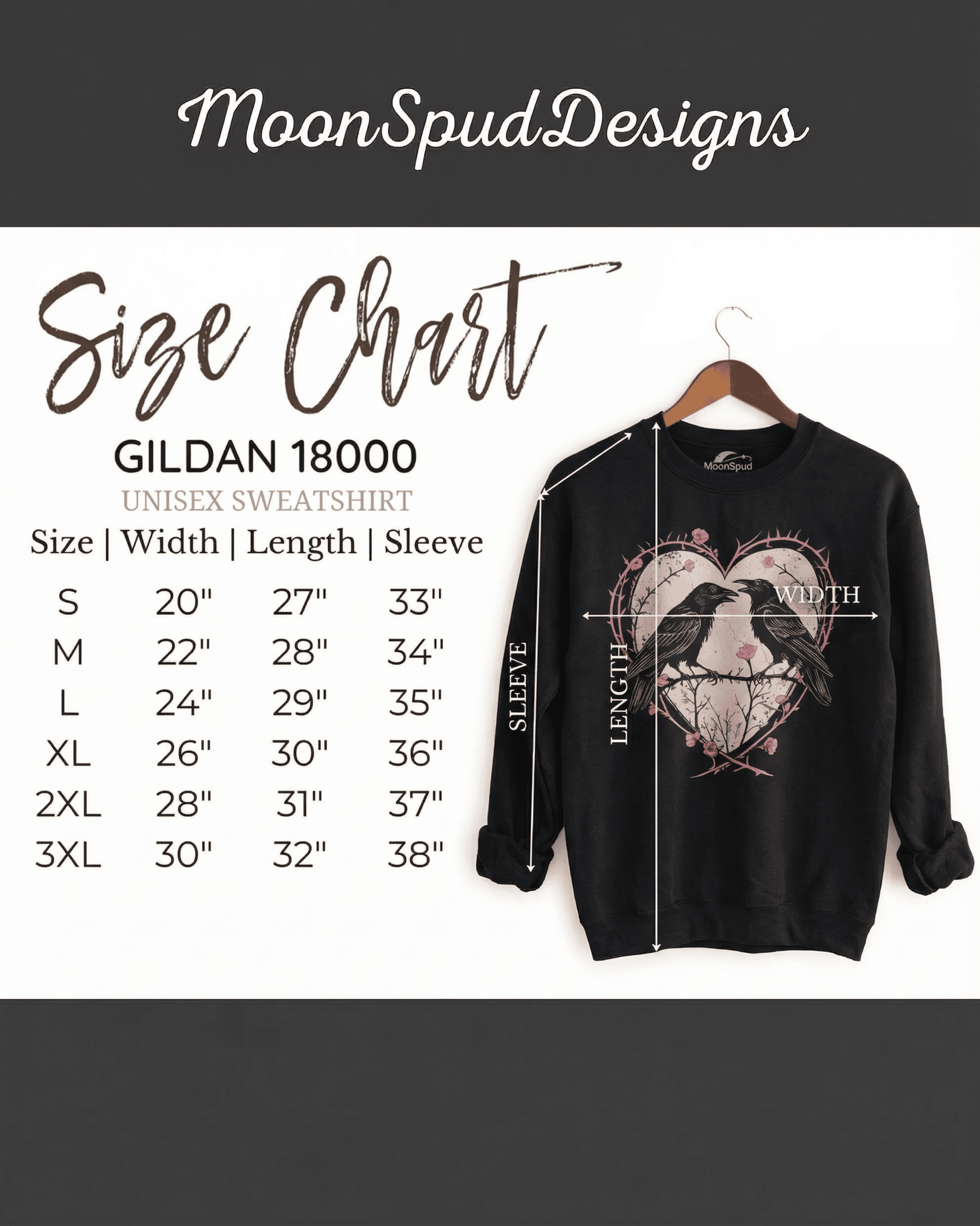 Raven Gothic Heart Sweatshirt - Whimsigoth Dark Romance Pullover Crewneck