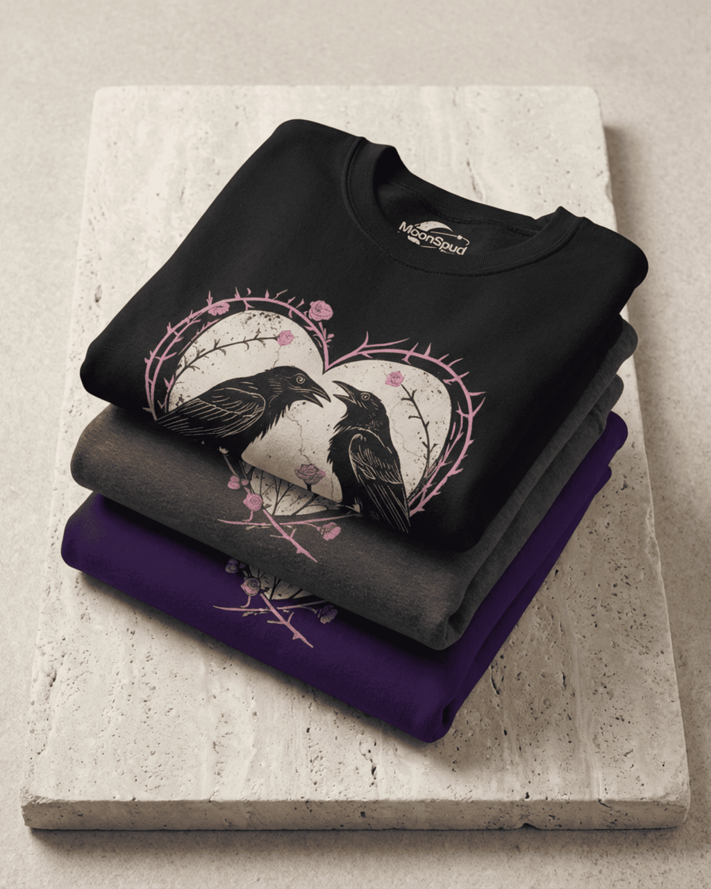 Raven Gothic Heart Sweatshirt - Whimsigoth Dark Romance Pullover Crewneck