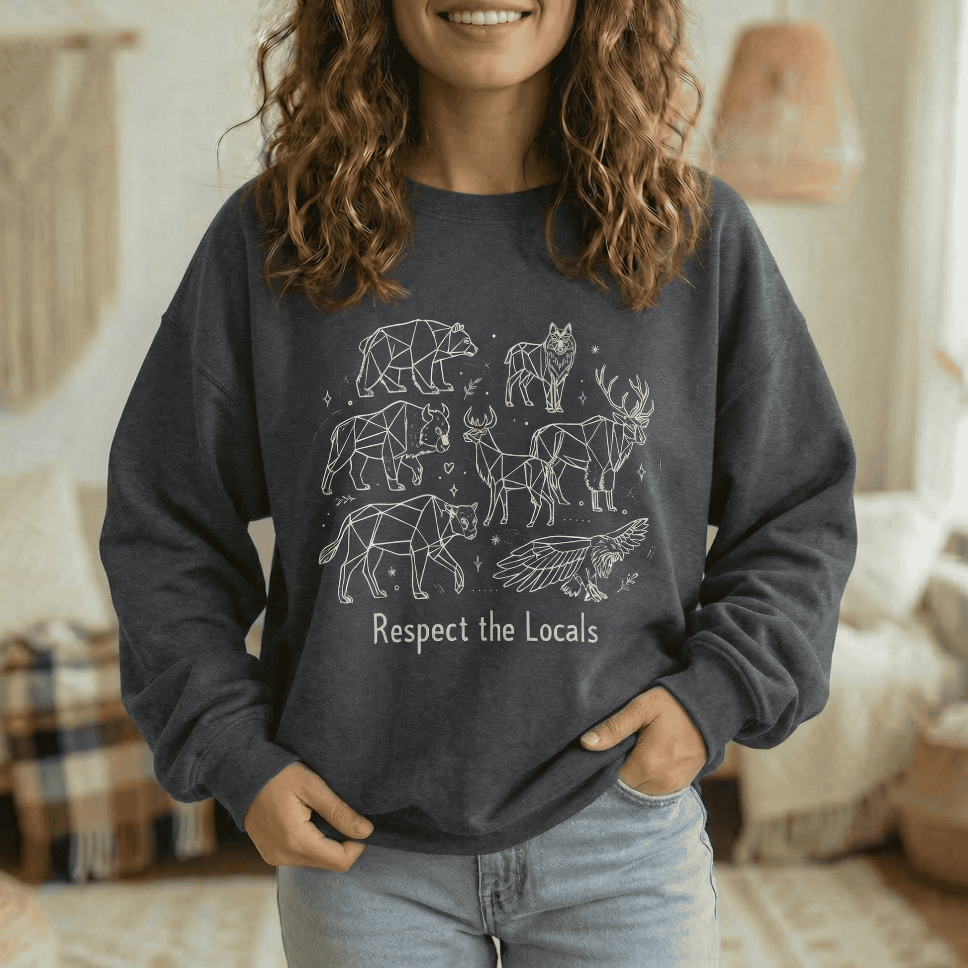Respect The Locals Sweatshirt -  Nature Lover Wildlife Pullover Crewneck
