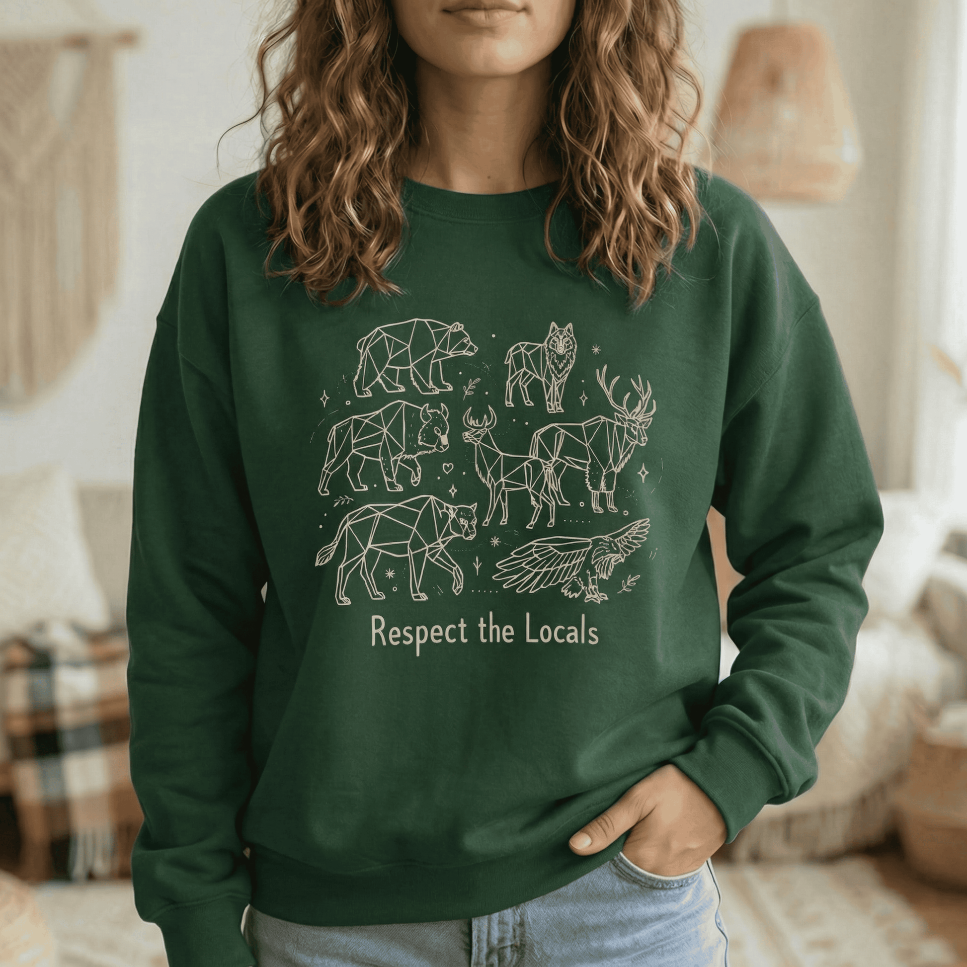 Respect The Locals Sweatshirt -  Nature Lover Wildlife Pullover Crewneck